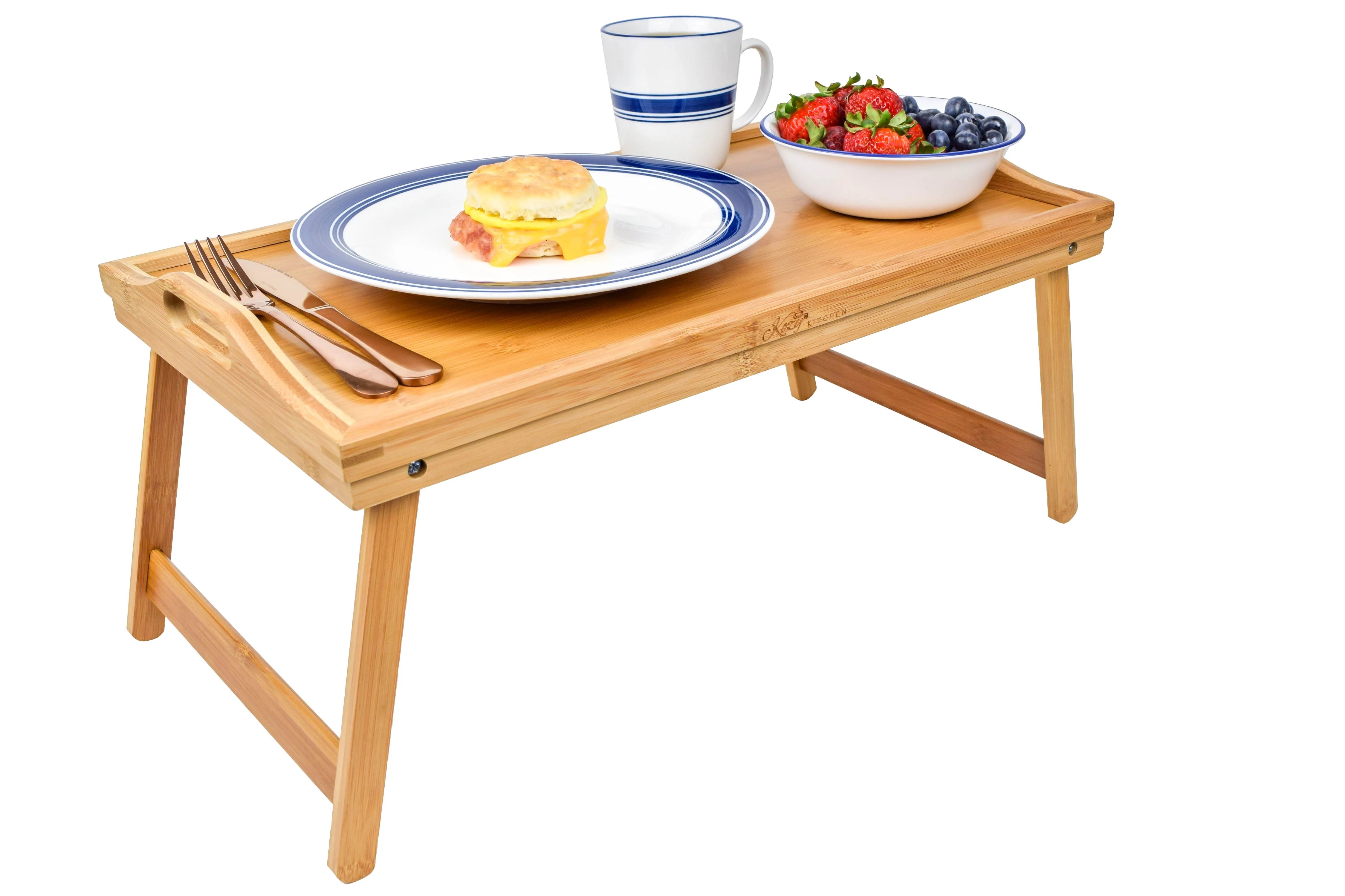 Hyshina Bamboo Breakfast Bed Tray Lap Desk Bed Tray Hospital Table