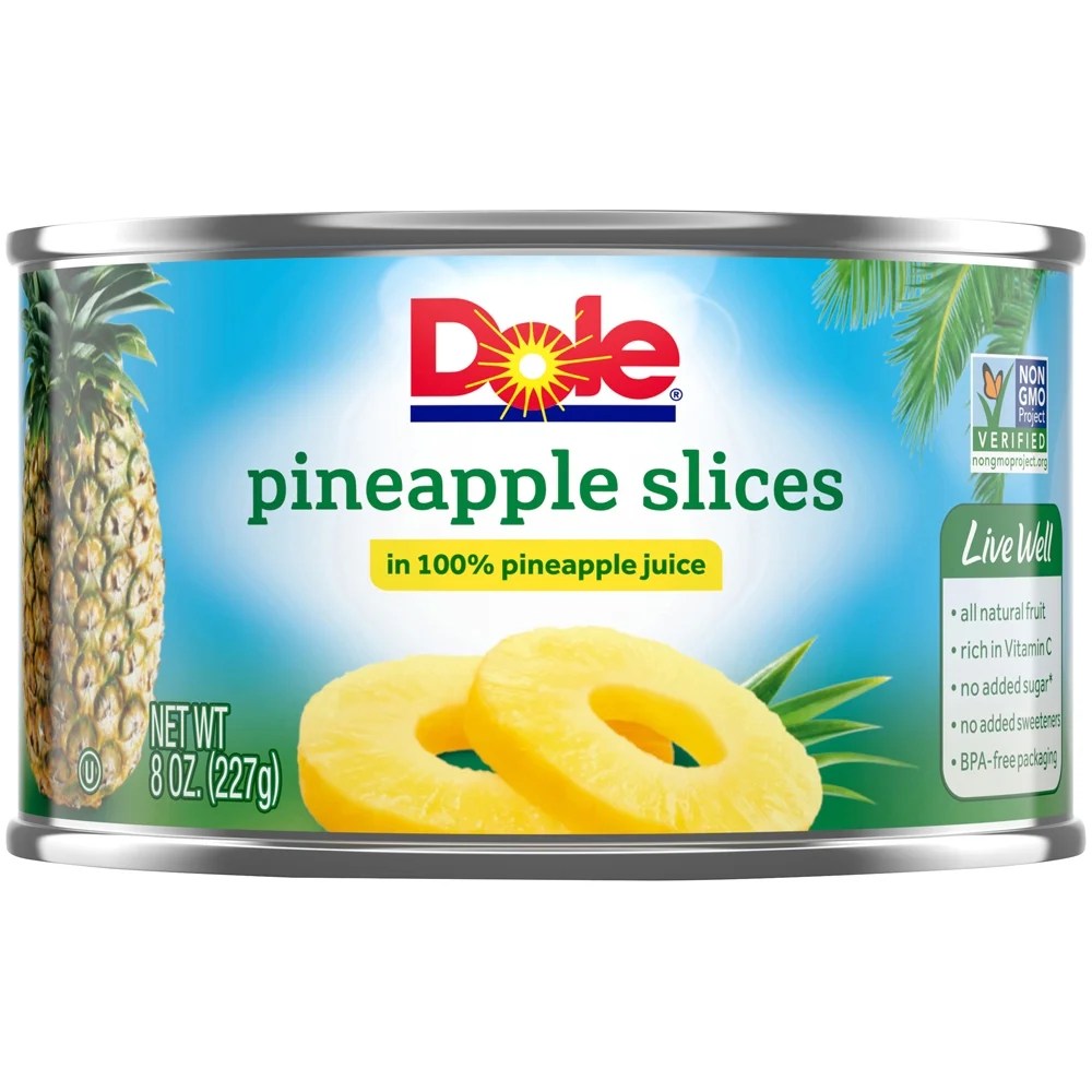 Dole Pineapple Slices in 100 Pineapple Juice, 8 Oz
