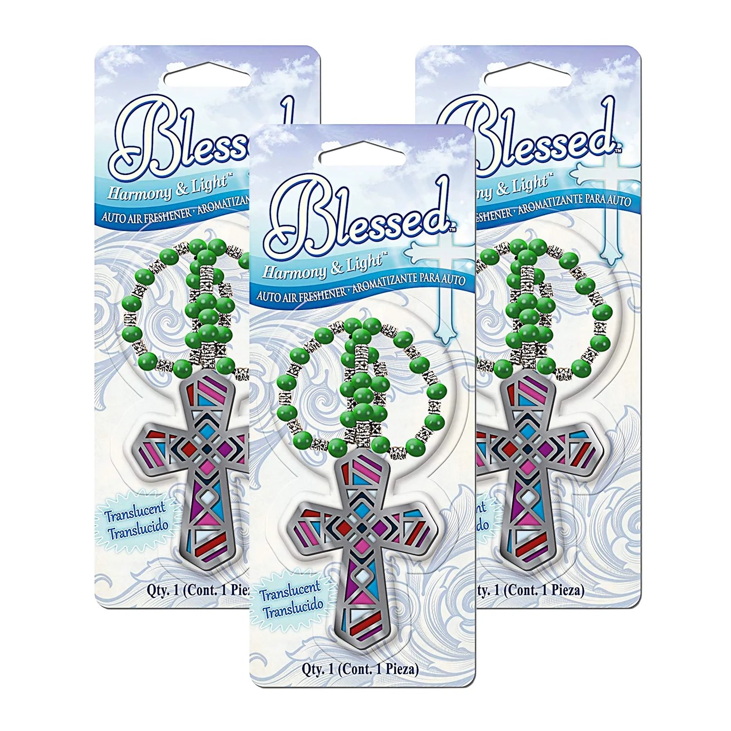 Rosary with Stained Glass Cross Car Air Freshener, Harmony & Light