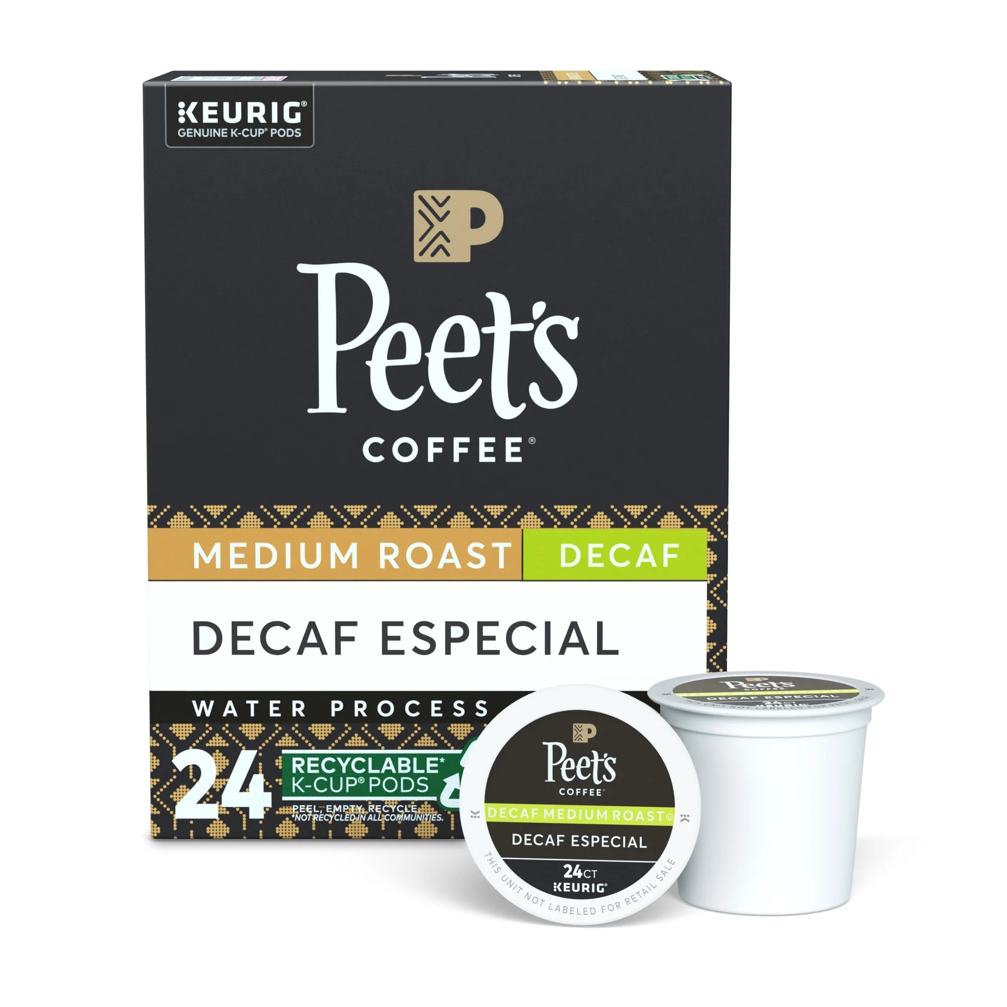 Peet's Coffee KCup Pods, Decaf Especial Medium Roast (24 Ct) Single