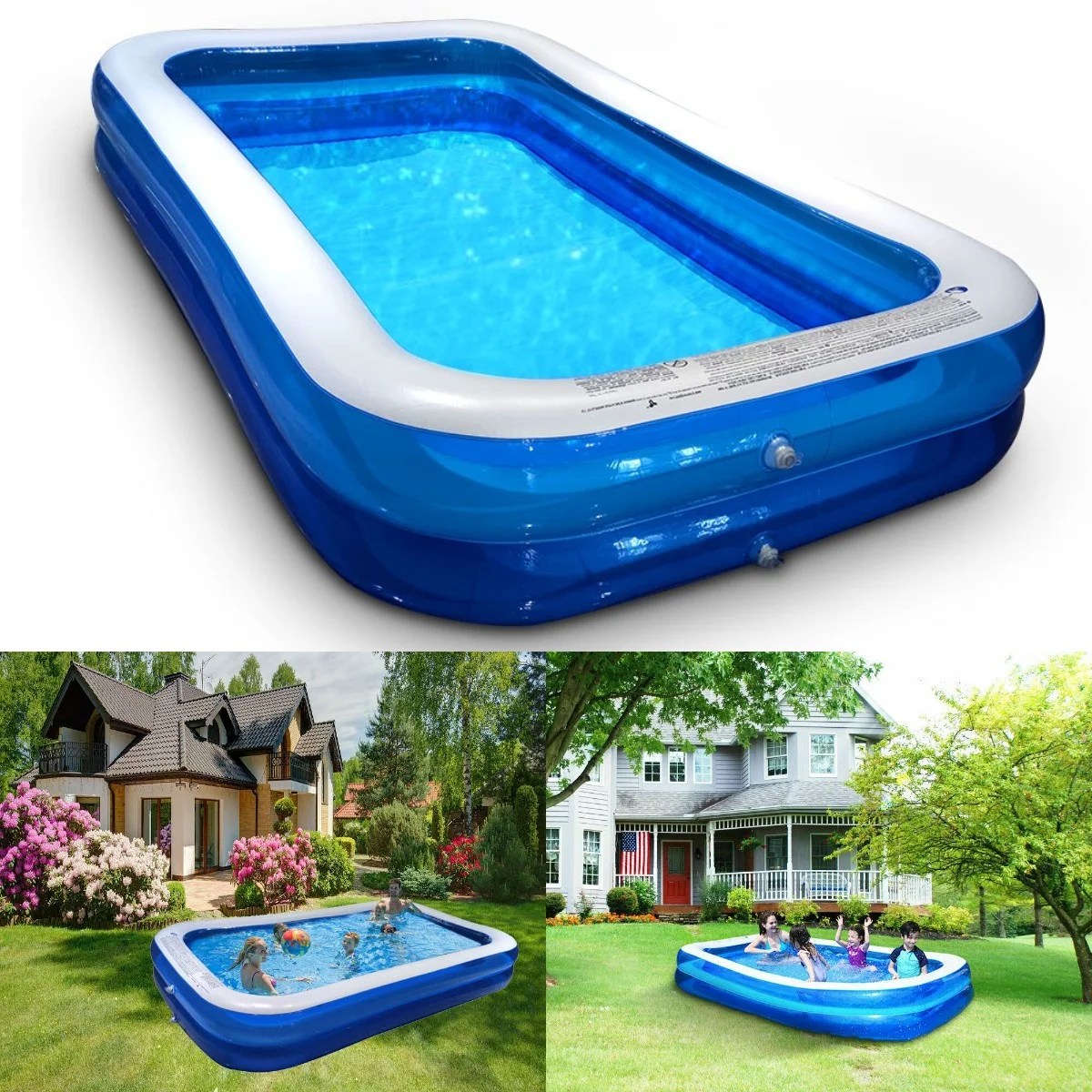 Goorabbit Large Inflatable Pool,FullSized Family Swimming Pool,Kiddie Family Inflatable Lounge