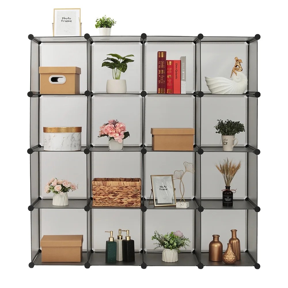 16Cube Storage Shelves with Doors, Modular Book Shelf Organizer Units