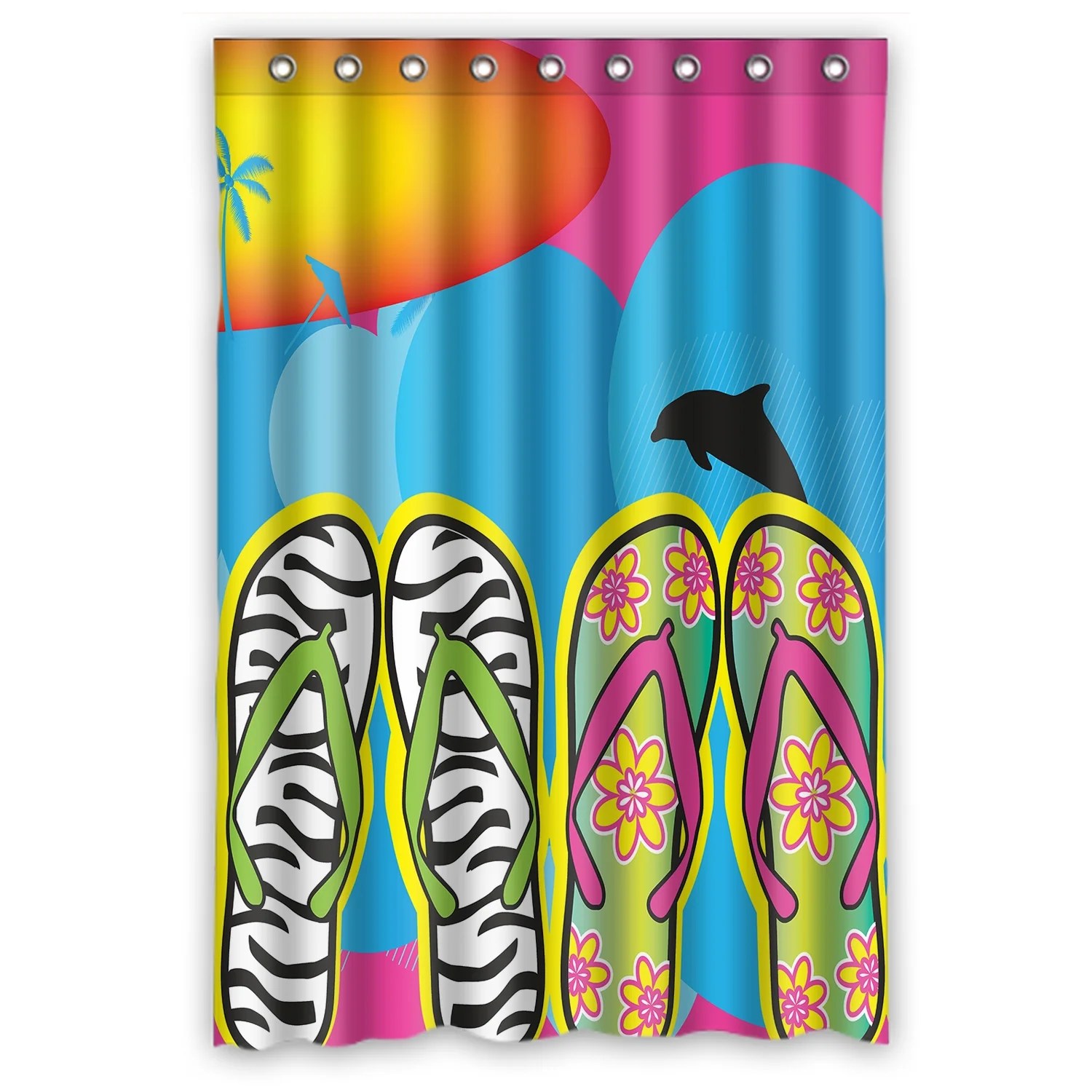 ZKGK Beach Flip Flops Waterproof Shower Curtain Bathroom Decor Sets