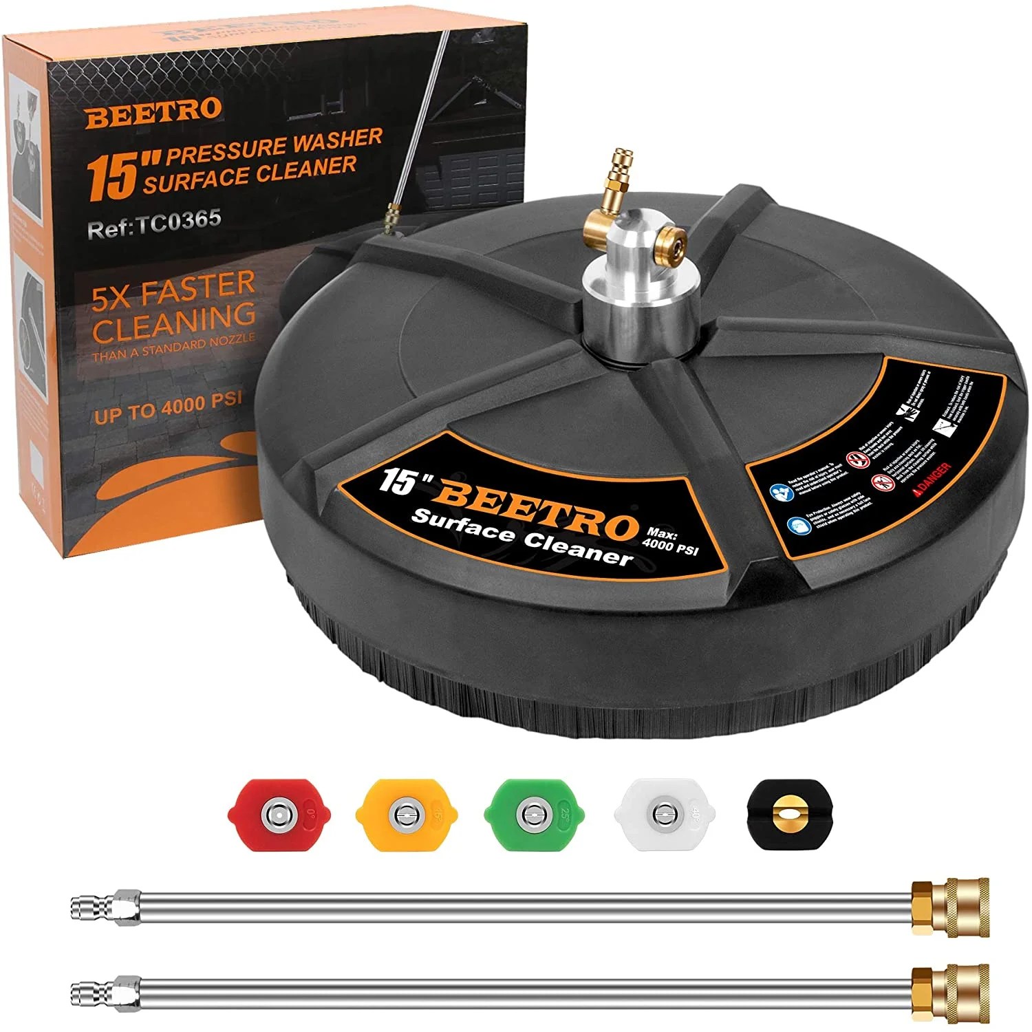 BEETRO Pressure Washer Surface Cleaner, 15 Inch Surface