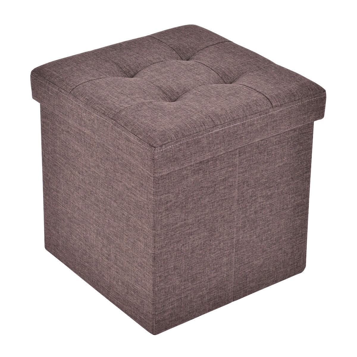 Cube Folding Ottoman Storage Seat Brown