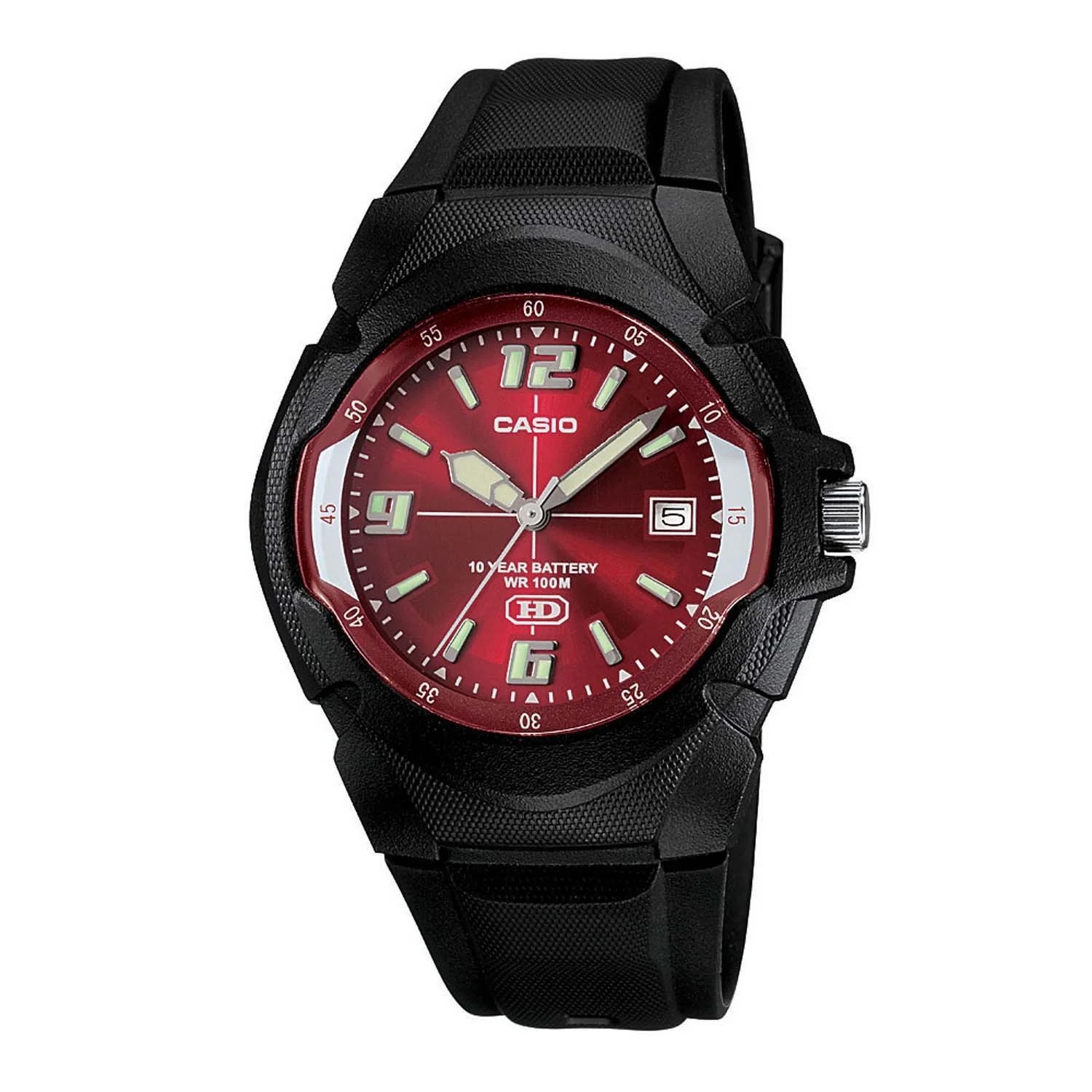 Casio Men's 10Year Battery Sport Watch, Black/Red MW600F4AV