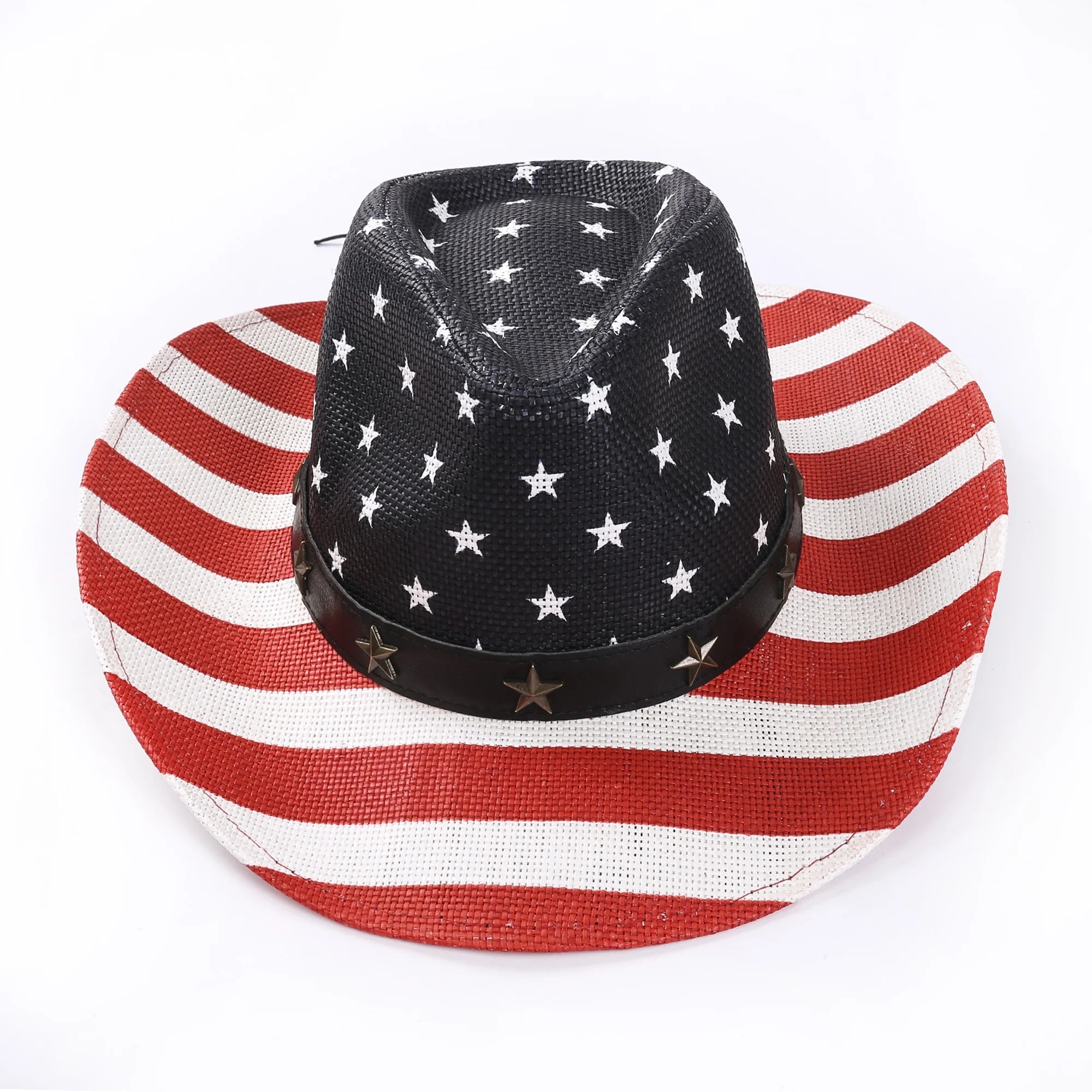 Awoscut 4th of July Vintage Men's Cowboy Hats American Flat Sunhat