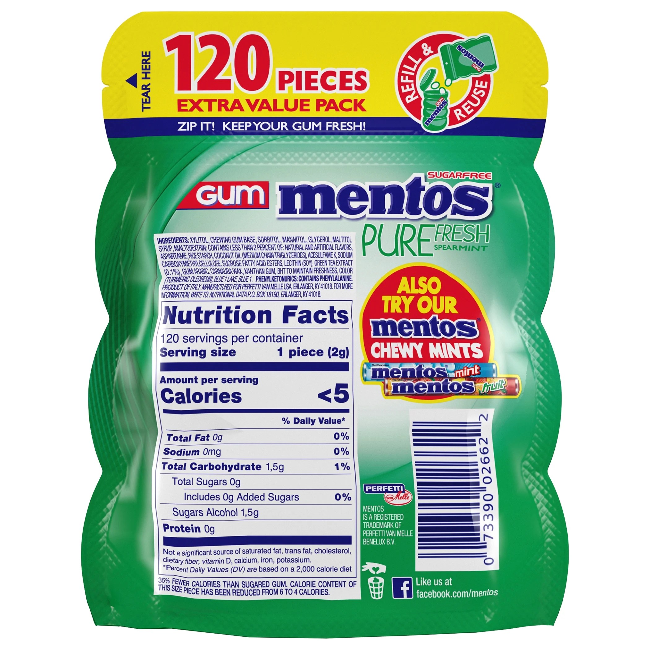 Mentos Chewing Gum Nutrition Facts Nutrition Ftempo