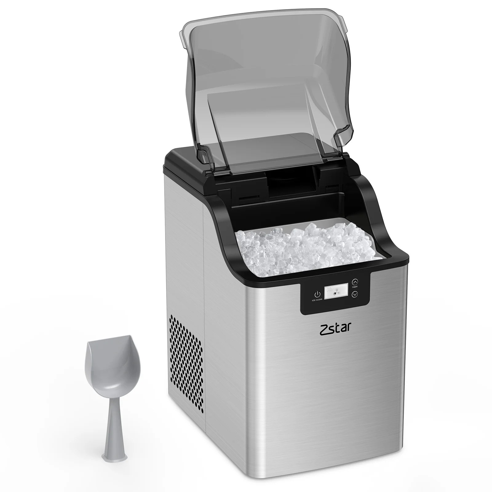 Portable Nugget Ice Machine Countertop Ice Maker, 44Lbs Pebble Ice Per Day, Freestanding Sonic