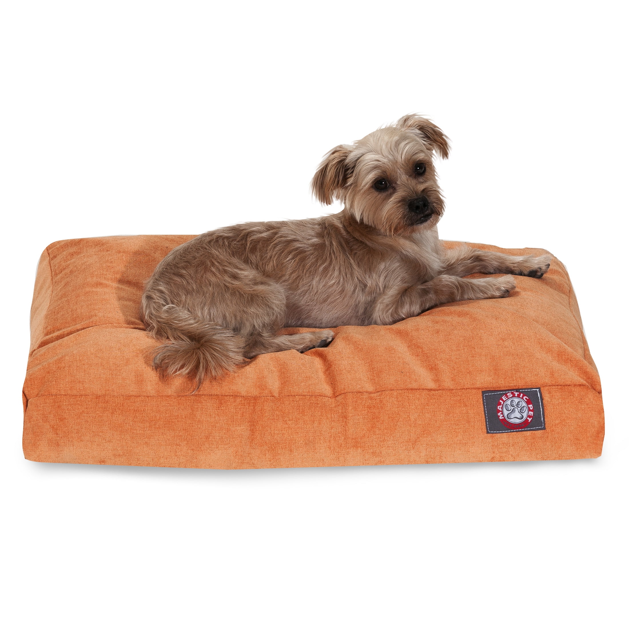 Majestic Pet Villa Rectangle Dog Bed Velvet Removable Cover Orange