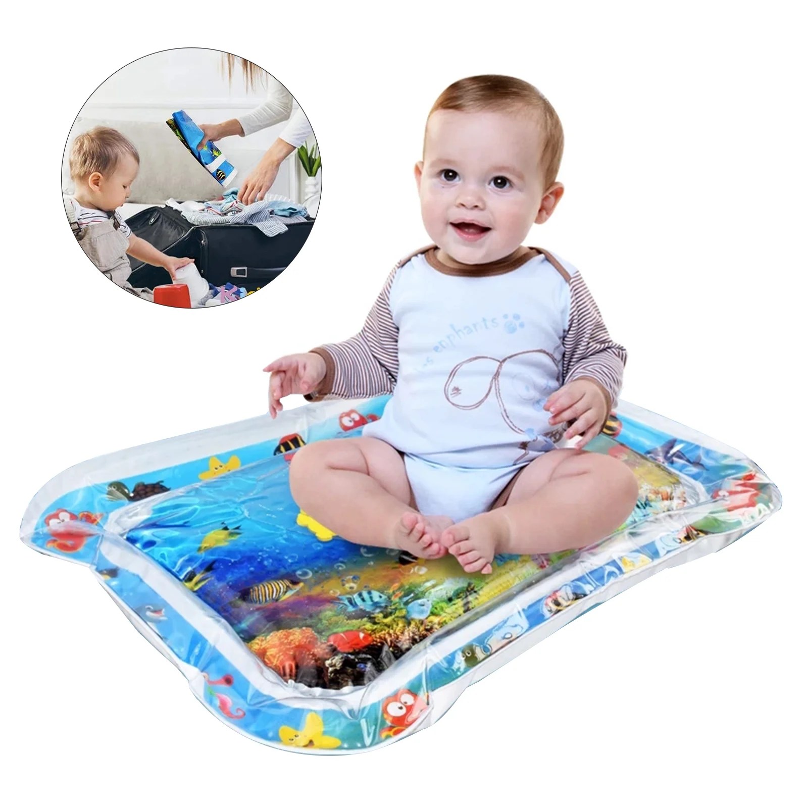 Large Tummy Time Baby Water Mat Inflatable Baby Play Mat Activity