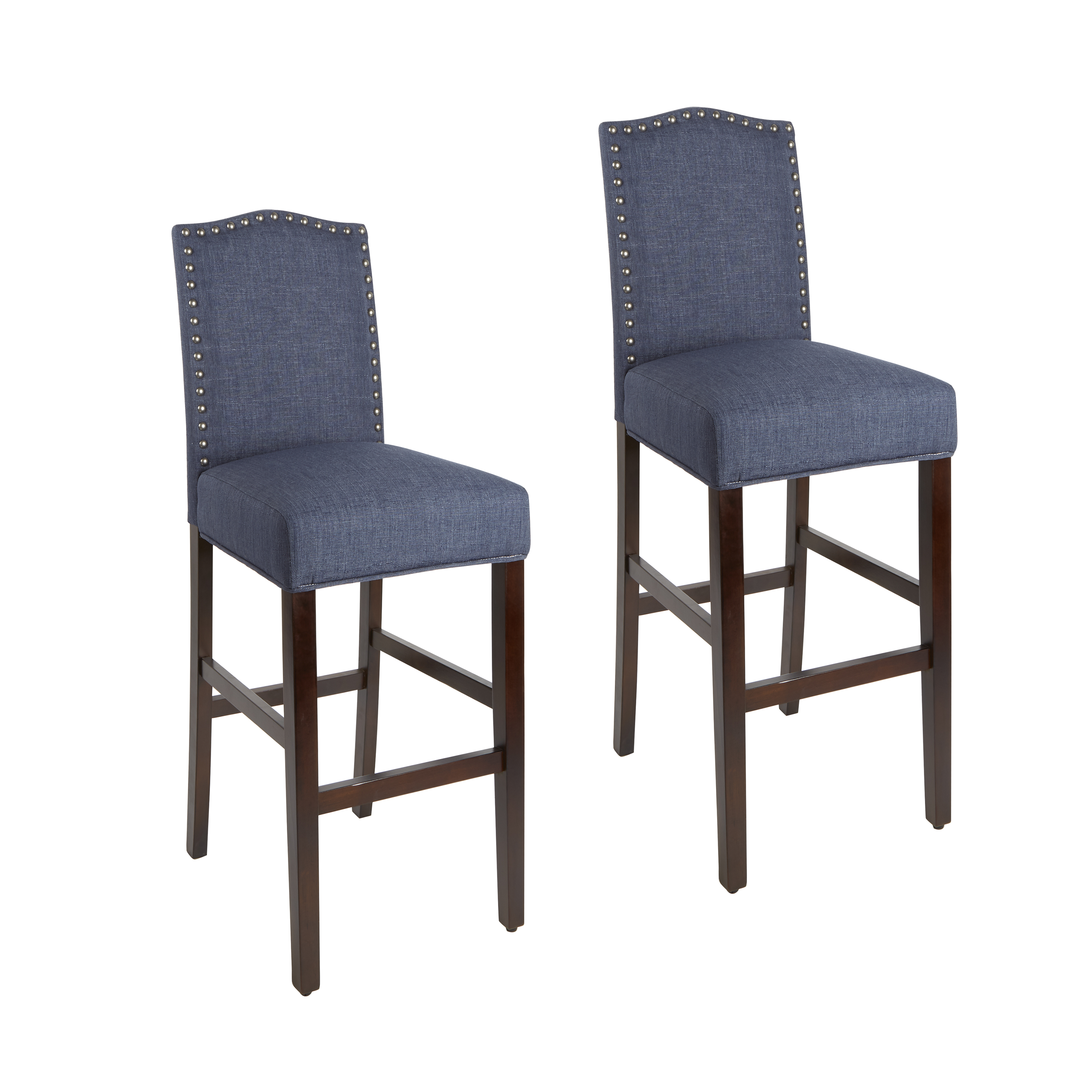 Better Homes & Gardens London Navy Blue Faux Linen 29" Bar Stool, Set