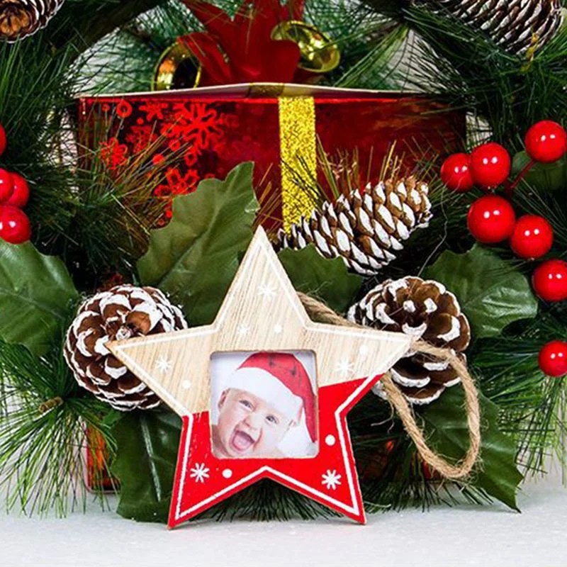 Hanging Wooden Picture Frame with Rope Creative Christmas