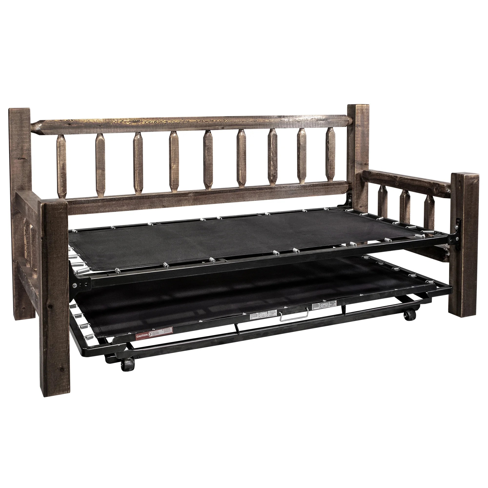 Homestead Collection Day Bed w/ Pop Up Trundle Bed, Stain & Clear