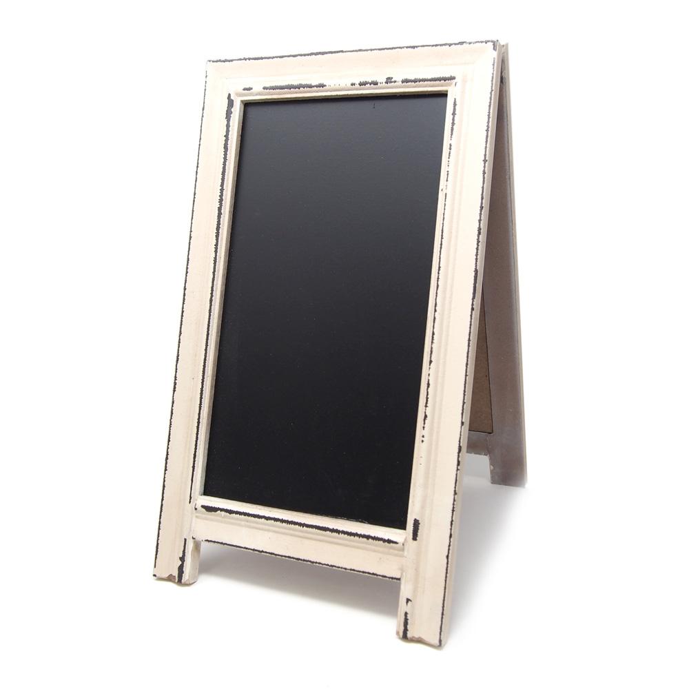 DoubleSided Distressed Wood Chalkboard Easel, Ivory, 15Inch