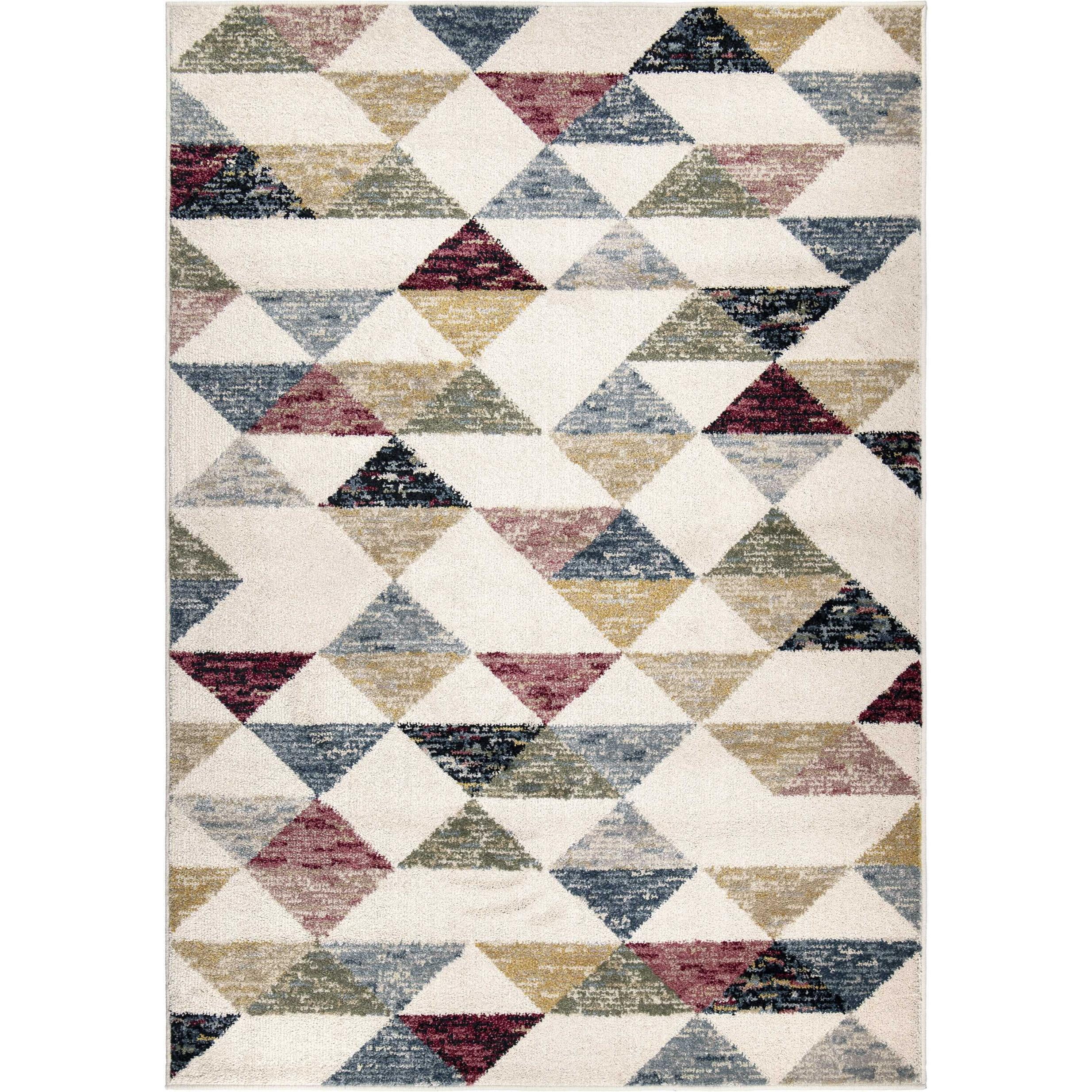 63"x 90"x 0.55" Geometric Soft White Texture Area Rug