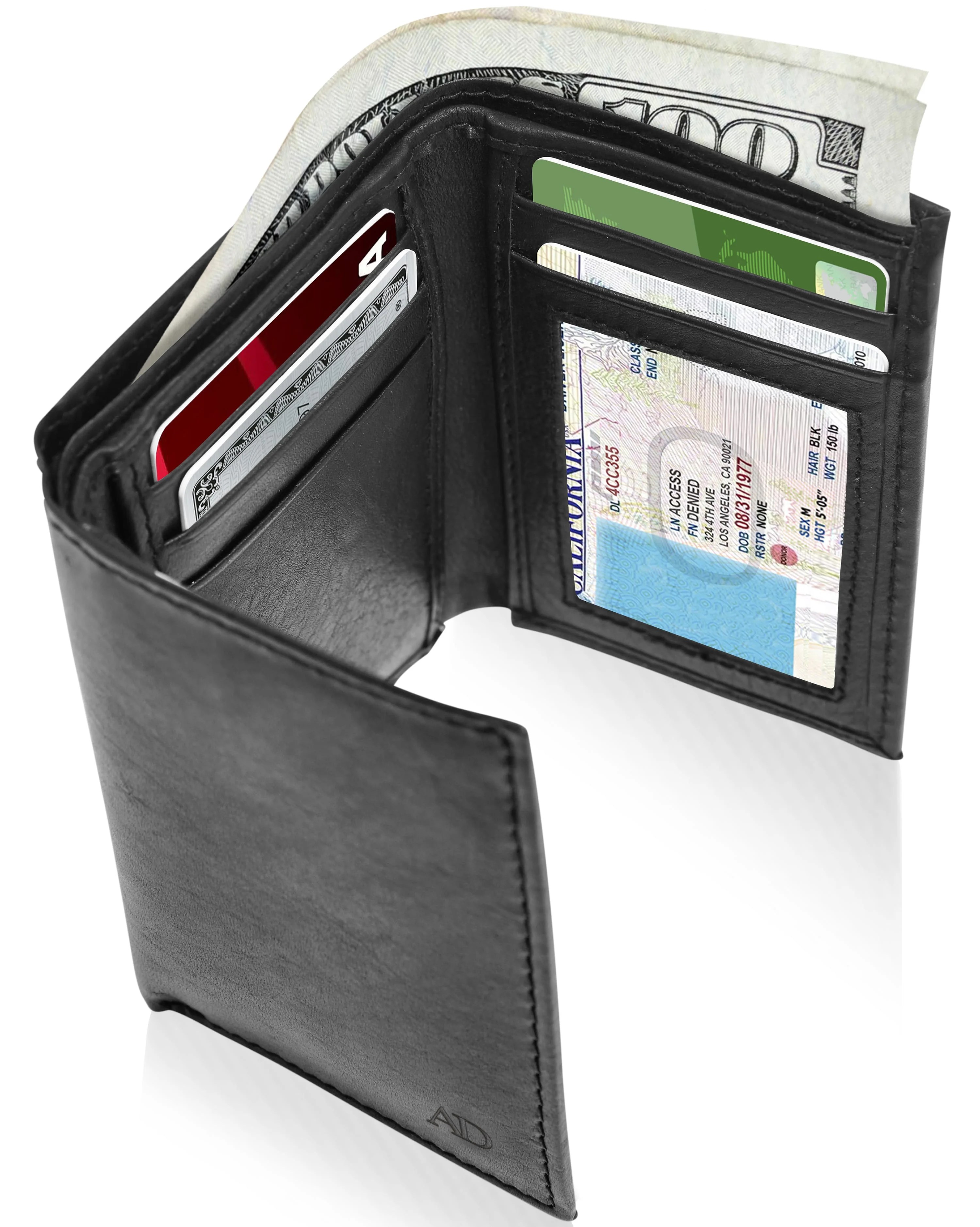 Genuine Leather Trifold Wallets For Men Mens Trifold Wallet With ID