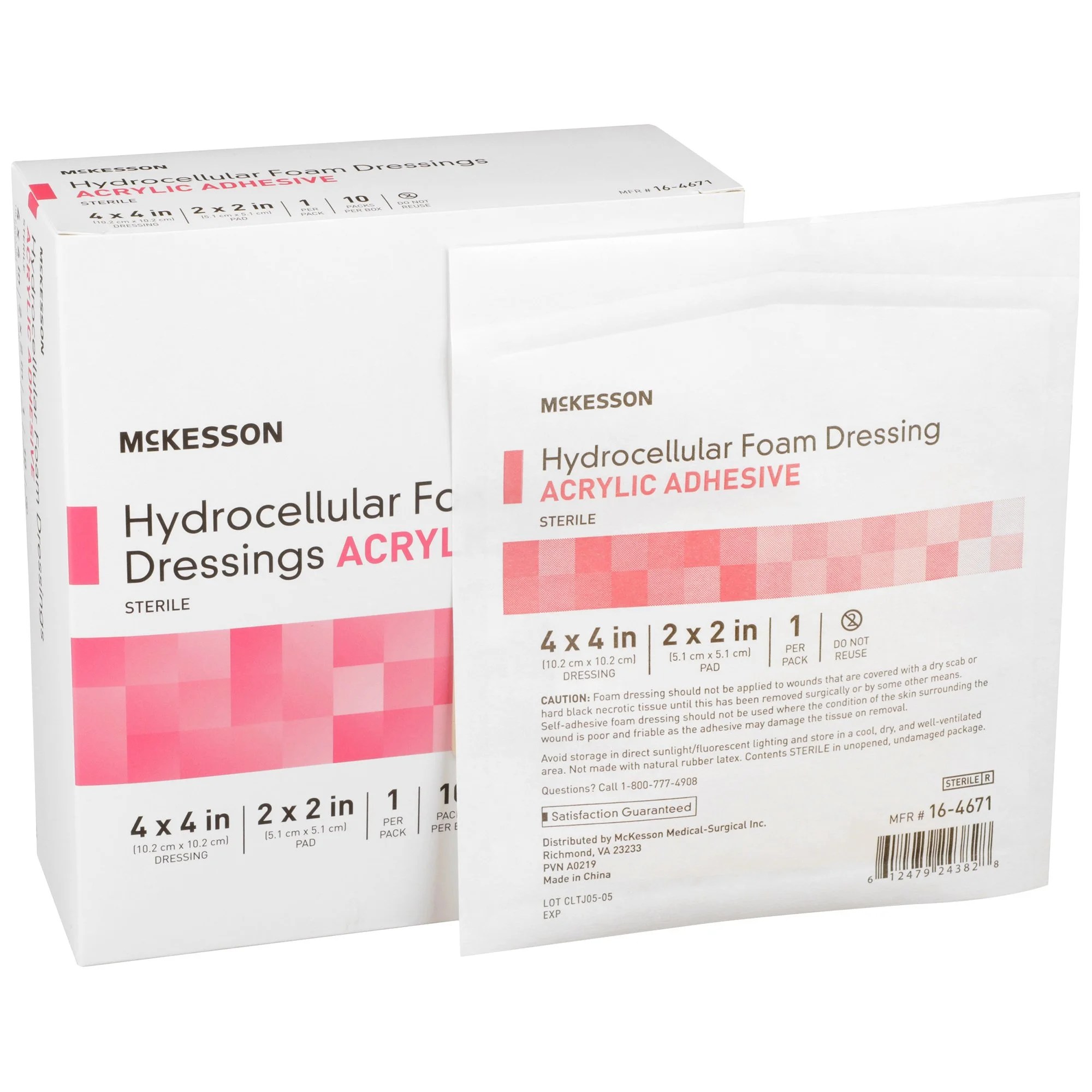 McKesson Hydrocellular Foam Dressing, Acrylic Adhesive Wound Bandage, 4