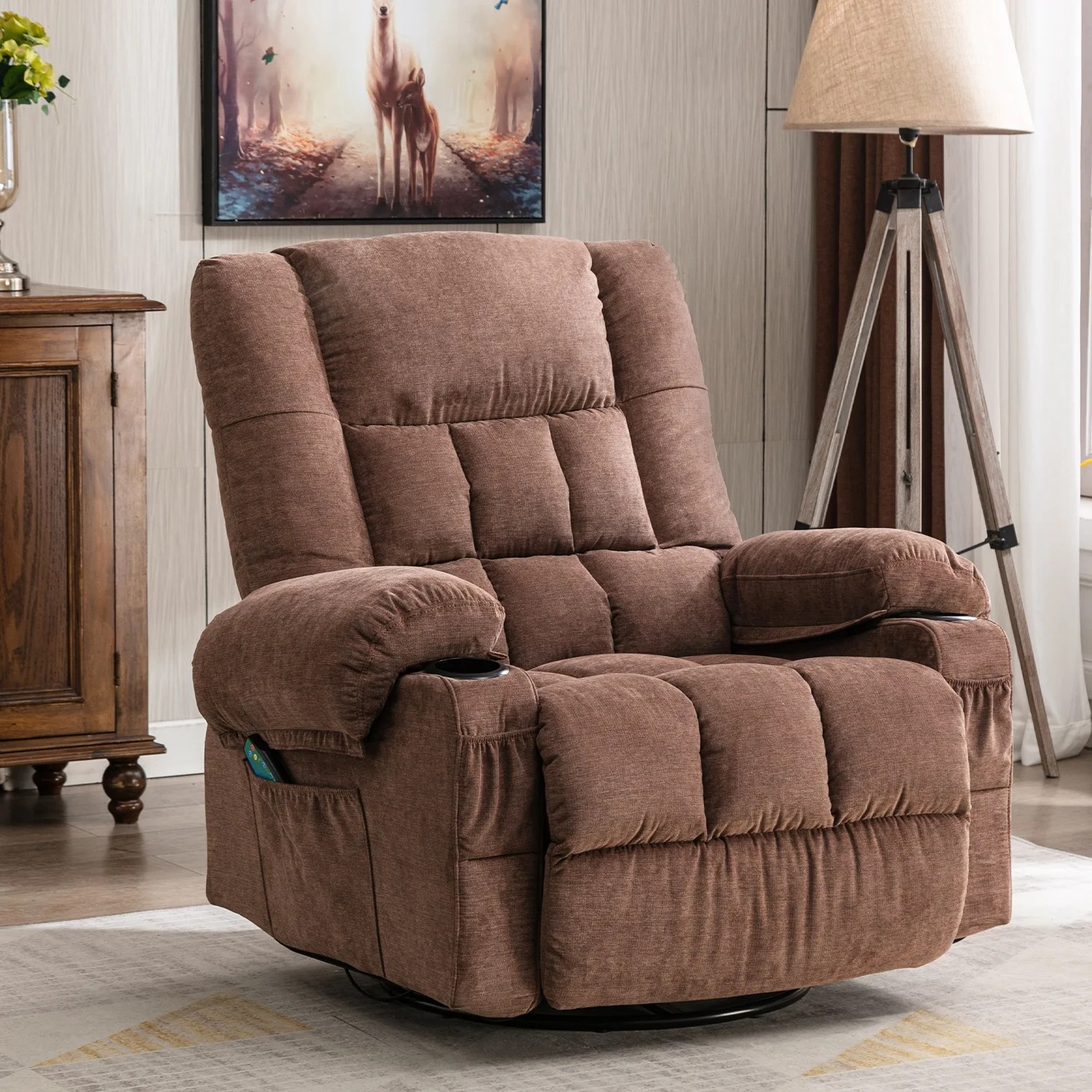 BOSMILLER Massage Rocker Recliner Chair with Vibration Massage and Heat Ergonomic Lounge Chair