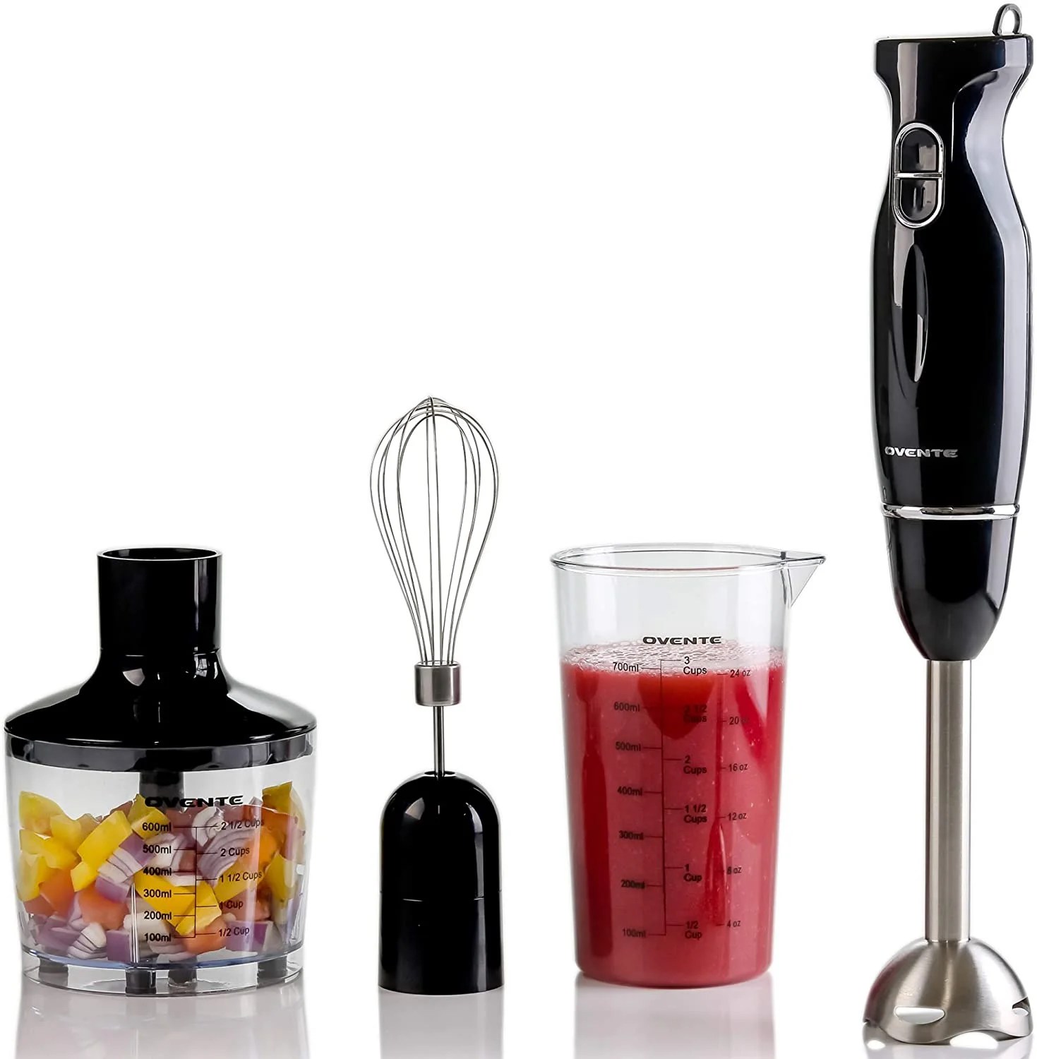 Ovente Immersion Electric Hand Blender 300 Watt Power 2 Mix Speed with