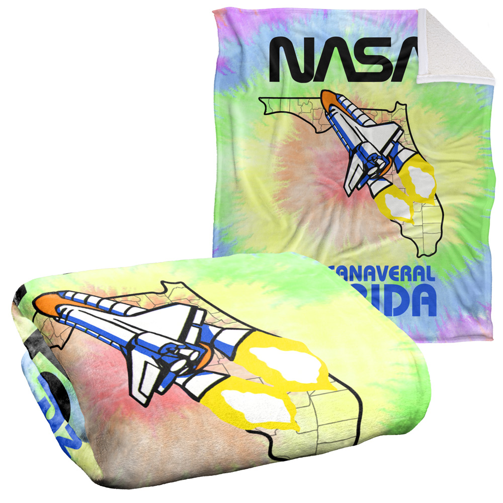NASA Blanket, 50"x60", Cape Canaveral Tie Dye Silky Touch Sherpa Back