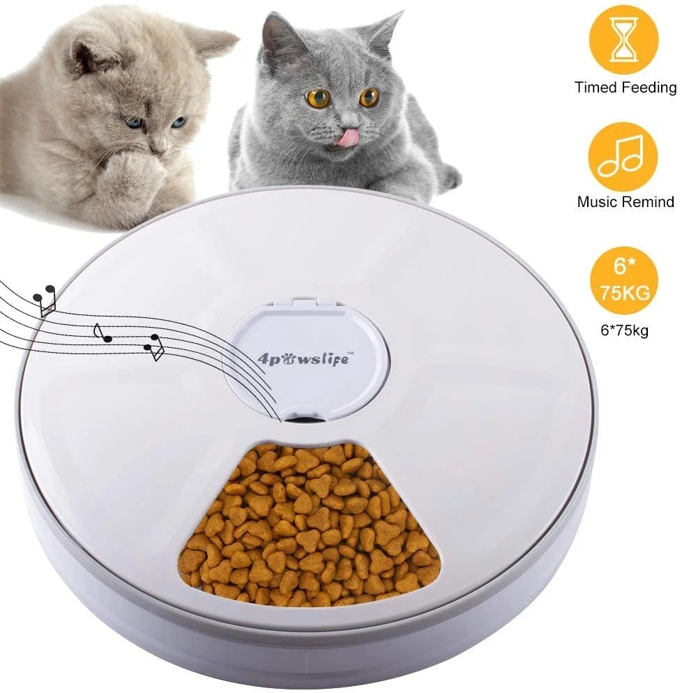 Automatic Pet Feeder, Auto Food Dispenser with 6 Meals, Digital Timer