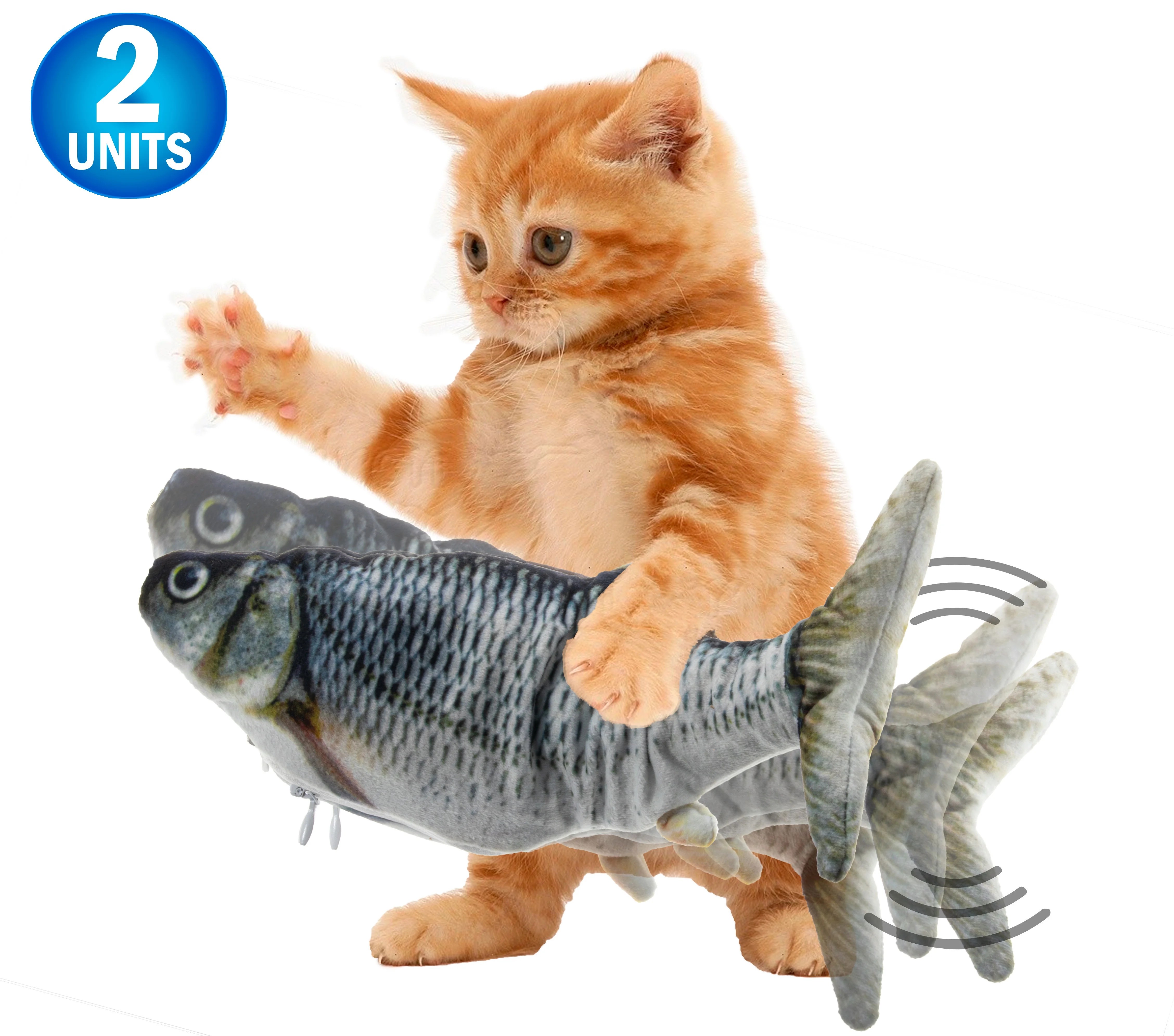 2pc Cat Flipping n Flopping Fish Cat Moving Toy Realistic Wiggling