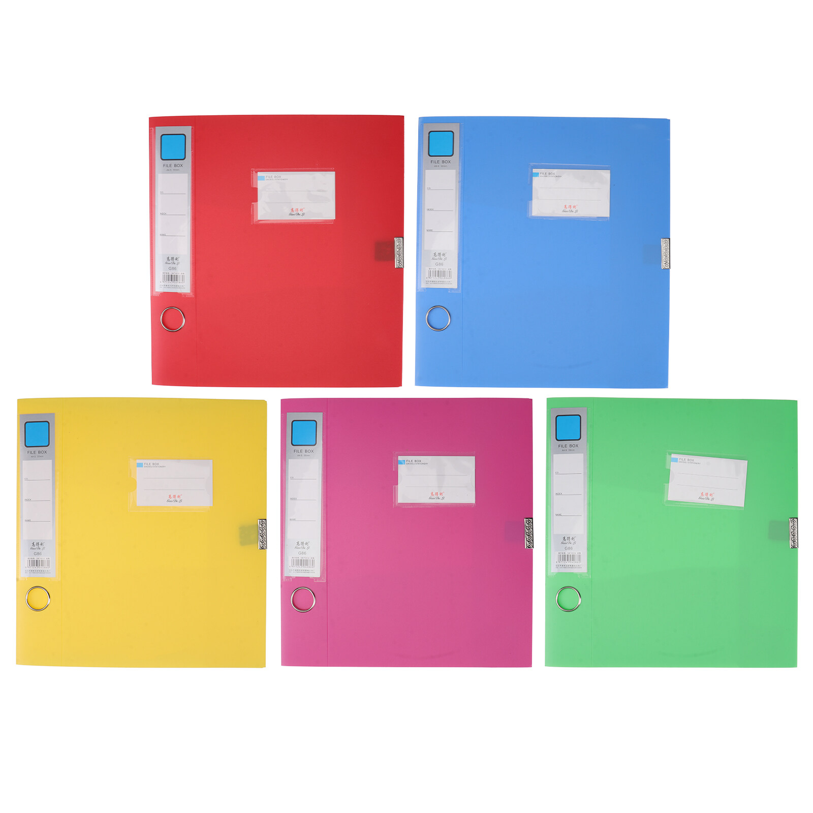 5pcs Colorful File Holders Plastic Document Boxes Folding File Storage