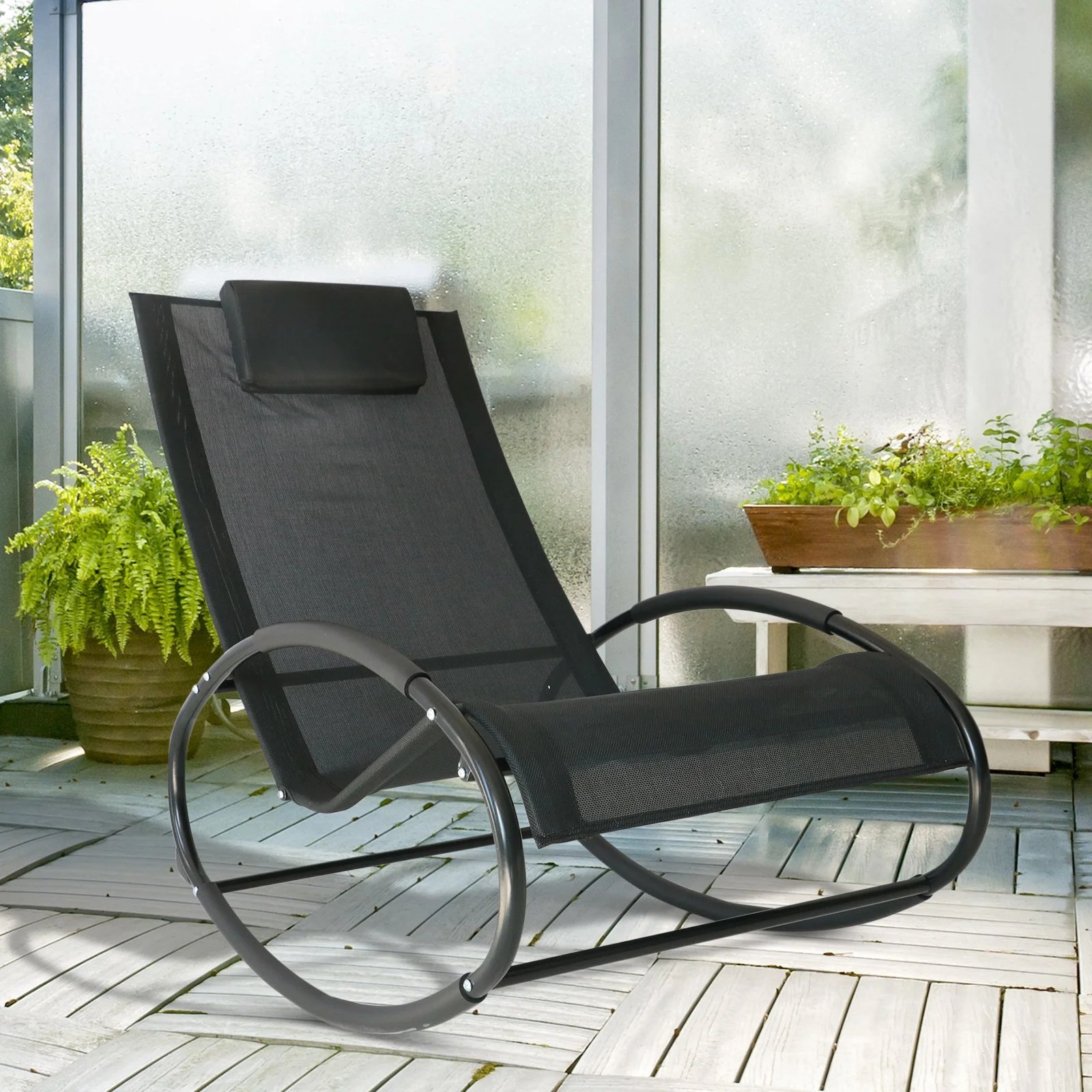 Patio Rocking Lounge Chair Orbital Zero Gravity Seat Pool Chaise w Patio Rocking Lounge Chair Orbital Zero Gravity Seat Pool Chaise w