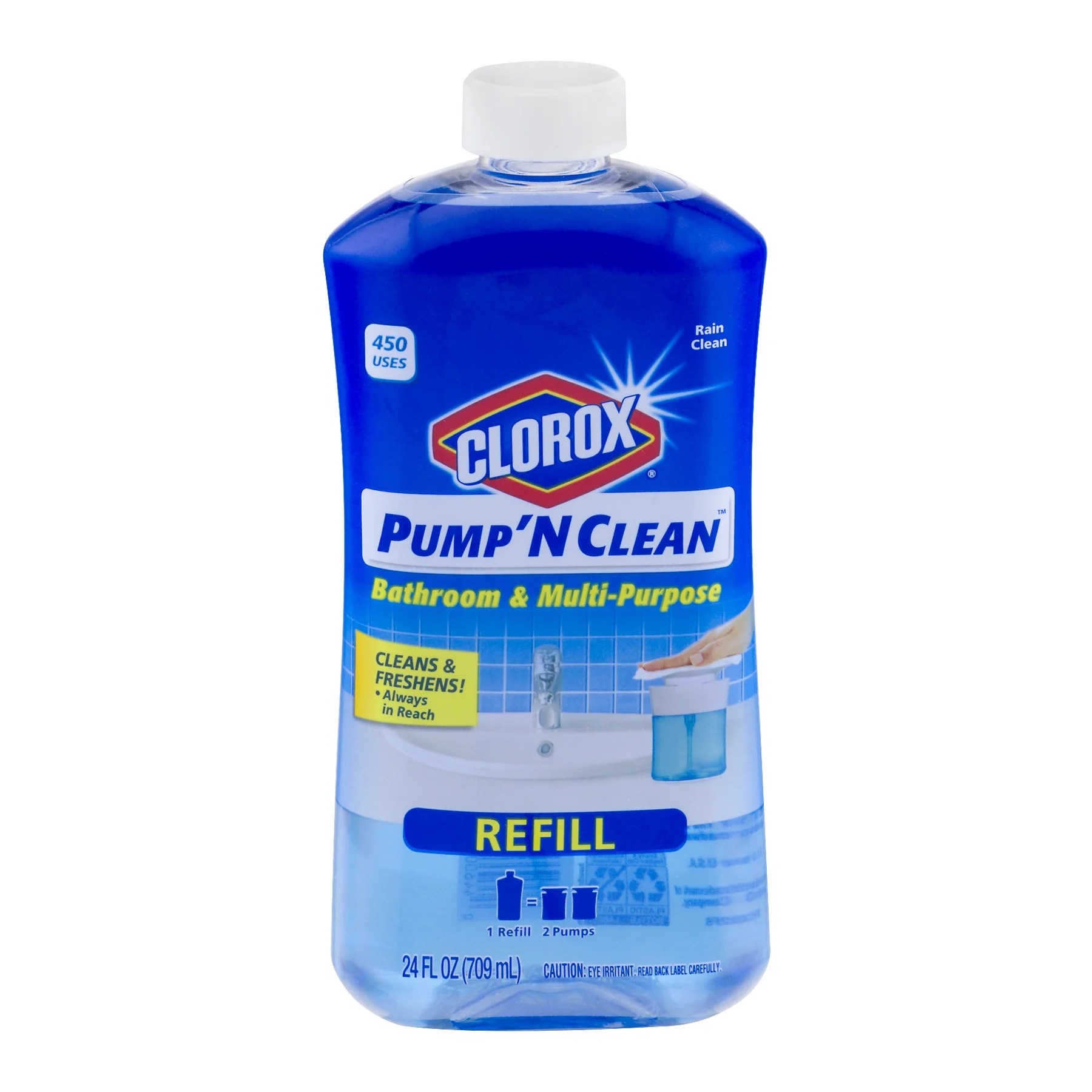 Clorox Pump 'N Clean Bathroom & MultiPurpose Refill Clean Rain, 24.0 FL OZ