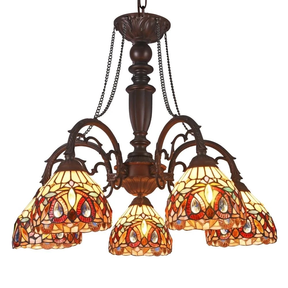 CHLOE Lighting SERENITY Tiffanystyle 5 Light Victorian Large