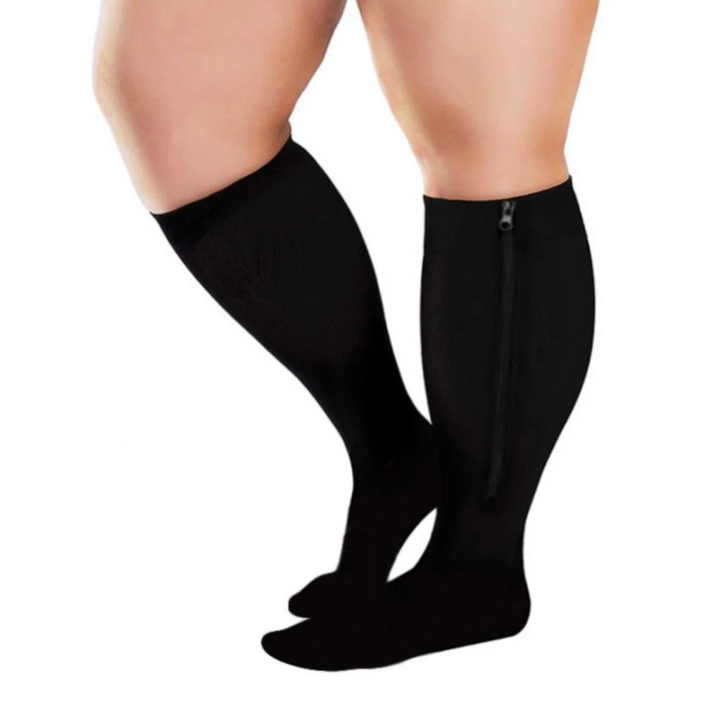 Aosijia Zipper Compression Socks Women and Men Closed Toe Compression Stocking Knee High