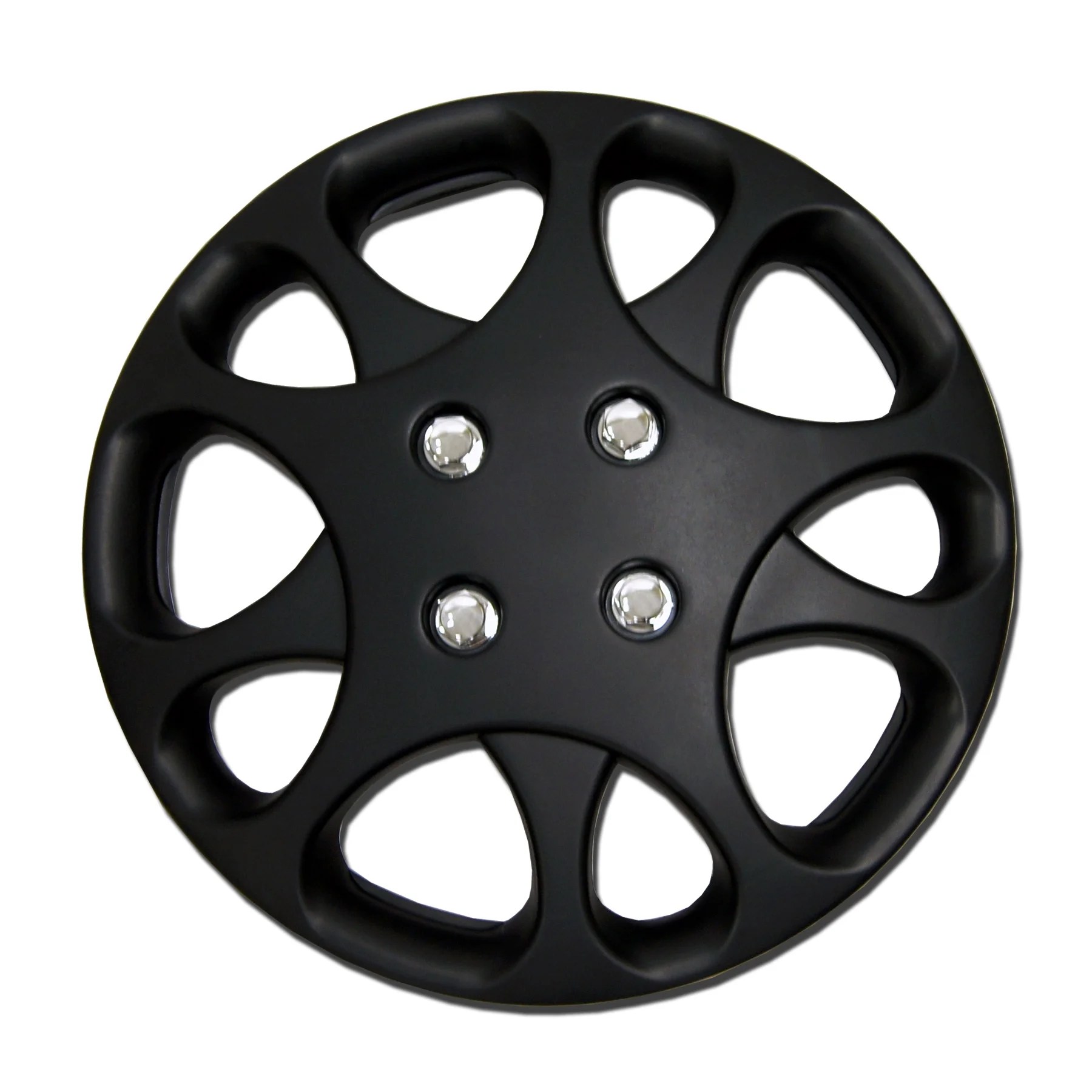 Set of 4 Matte Black SnapOn Hubcaps 14" WC14821B Hub Caps Wheel