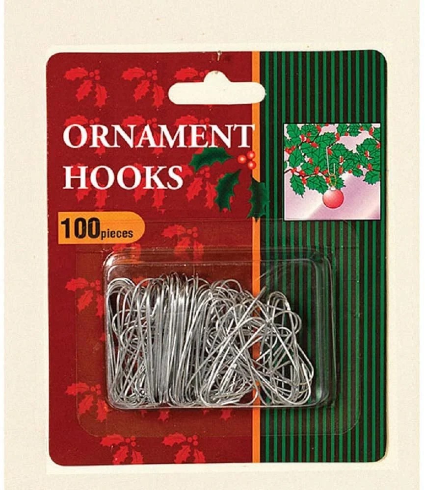 Gerson Silver Metal Ornament Hooks pack OF 100