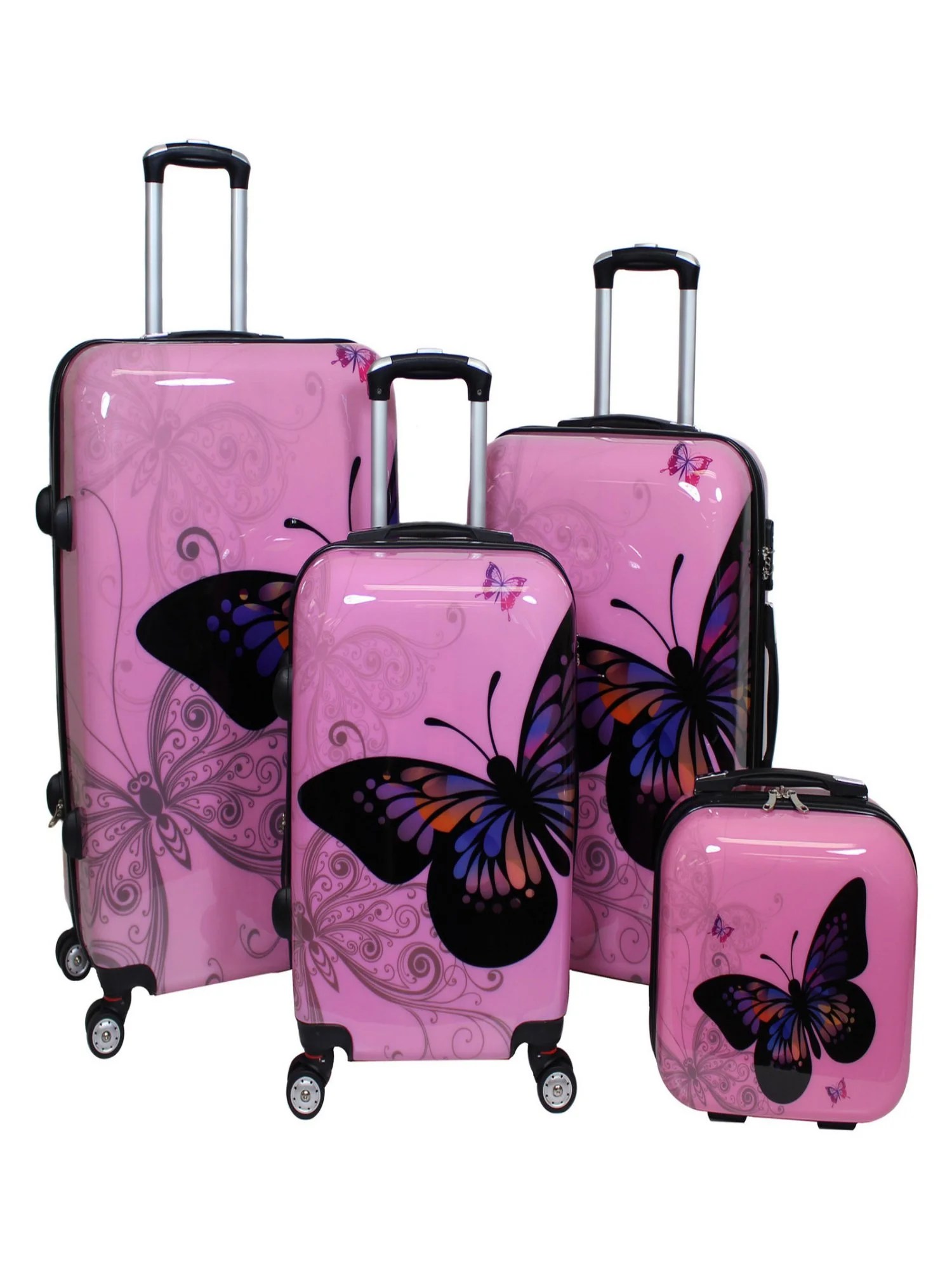Butterfly 4Piece Hardside Upright Spinner Luggage Set