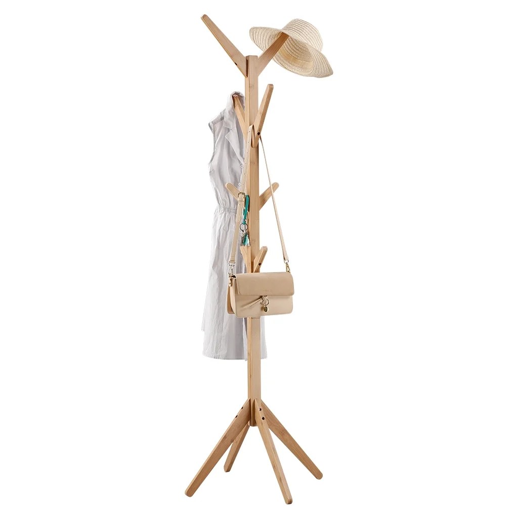 HighGrade Wooden Tree Coat Rack Stand,Free Standing Bamboo TreeShaped