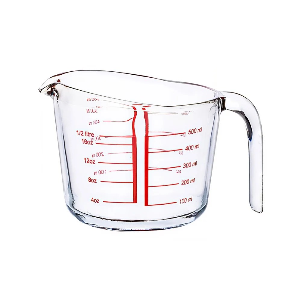 Tempered Glass Measuring Cup With Handle Grip For Liquid Ml And Oz