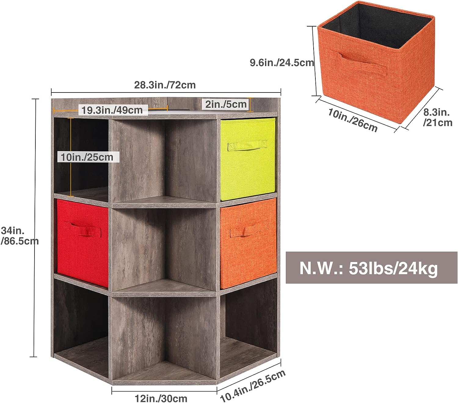 REDCAMP Corner Cube Toy Storage with 2 USB Ports and 2