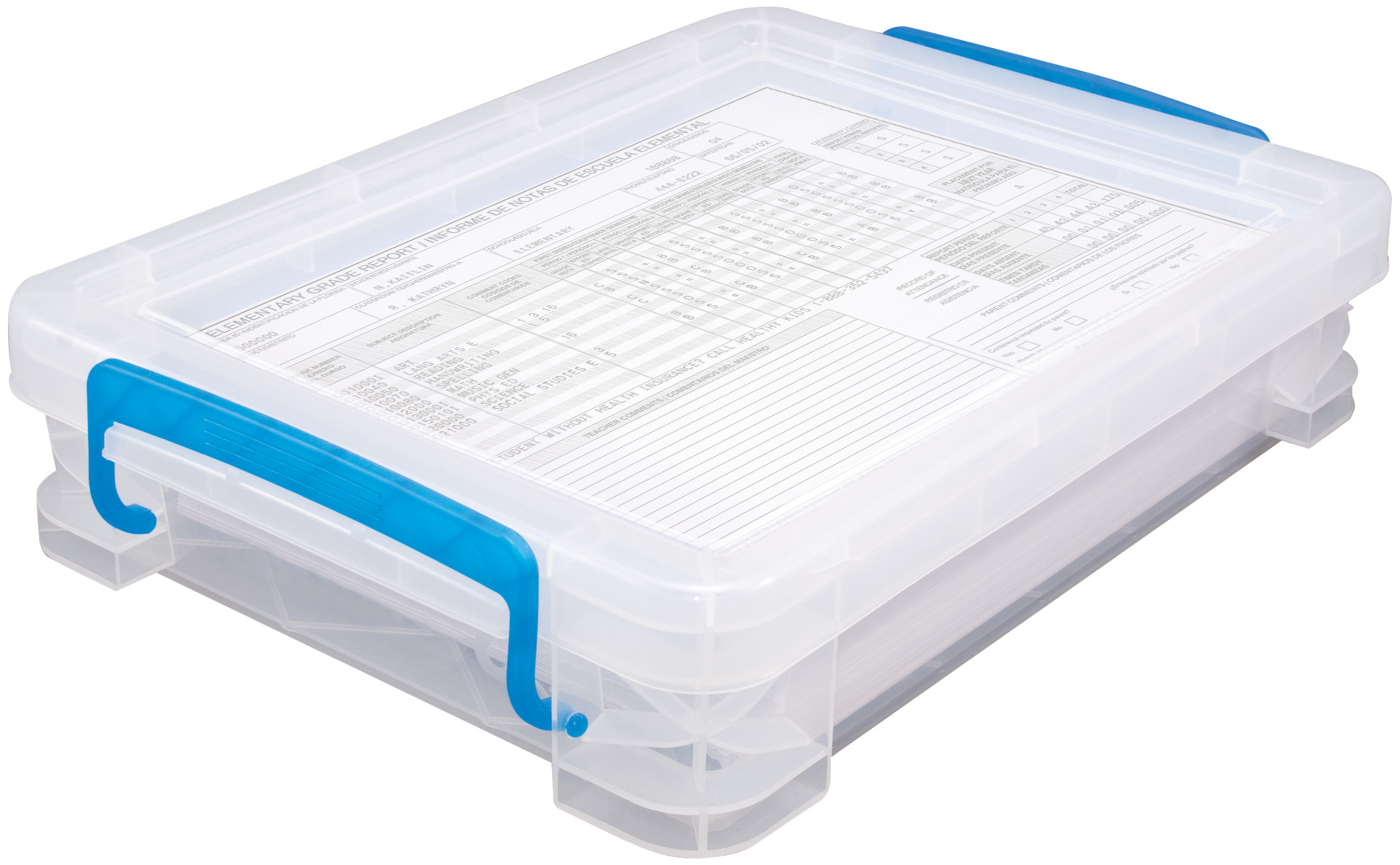 Storage Studios Super Stacker Doc Box14.5"X10.5"X3.38" Clear/Blue
