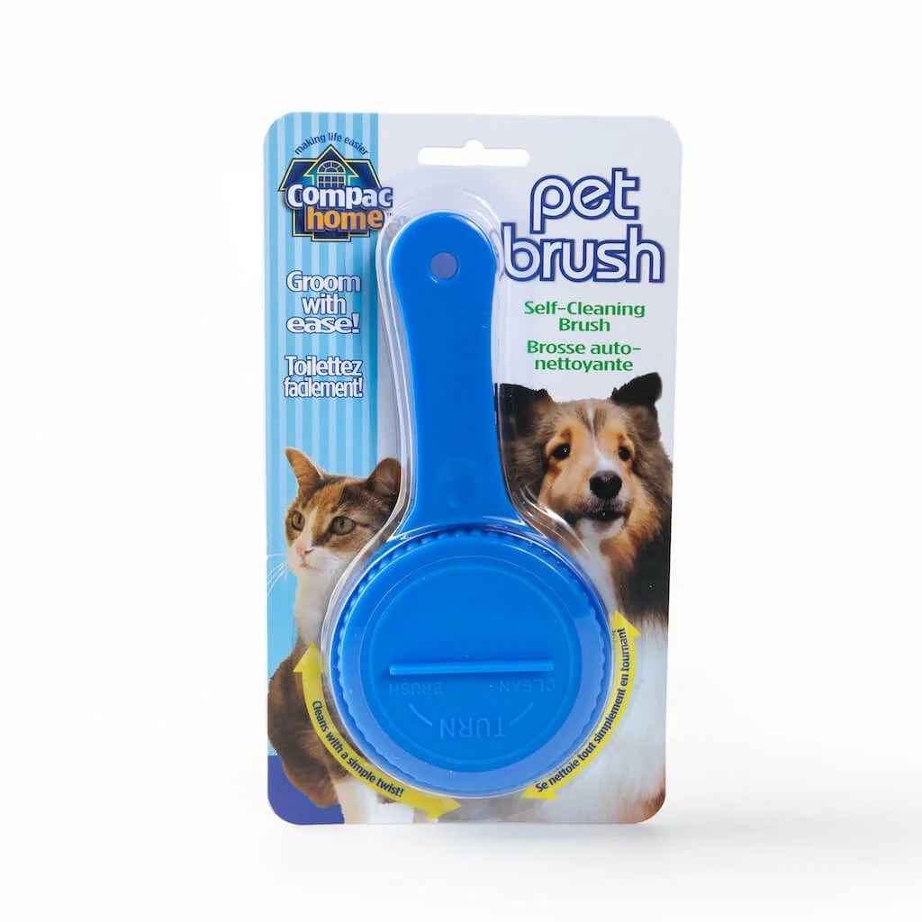 Self Cleaning Pet Brush with Rotating Head to Easily Twist and Raise Bristles to Groom, and