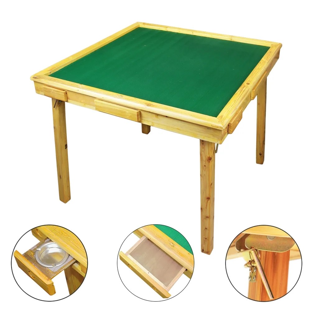 35" Mahjong Game Portable Folding Reversible Wooden Square 35" Mahjong Game Portable Folding Reversible Wooden Square