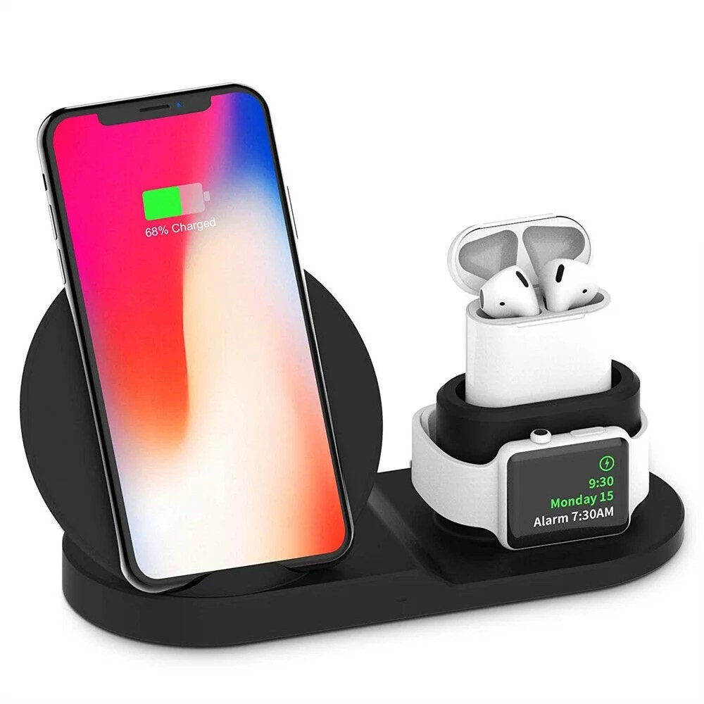 3 in1 Fast Charger Qi Wireless Charging Station for Apple Watch iPhone 11 SE X 8 ( 3 in 1