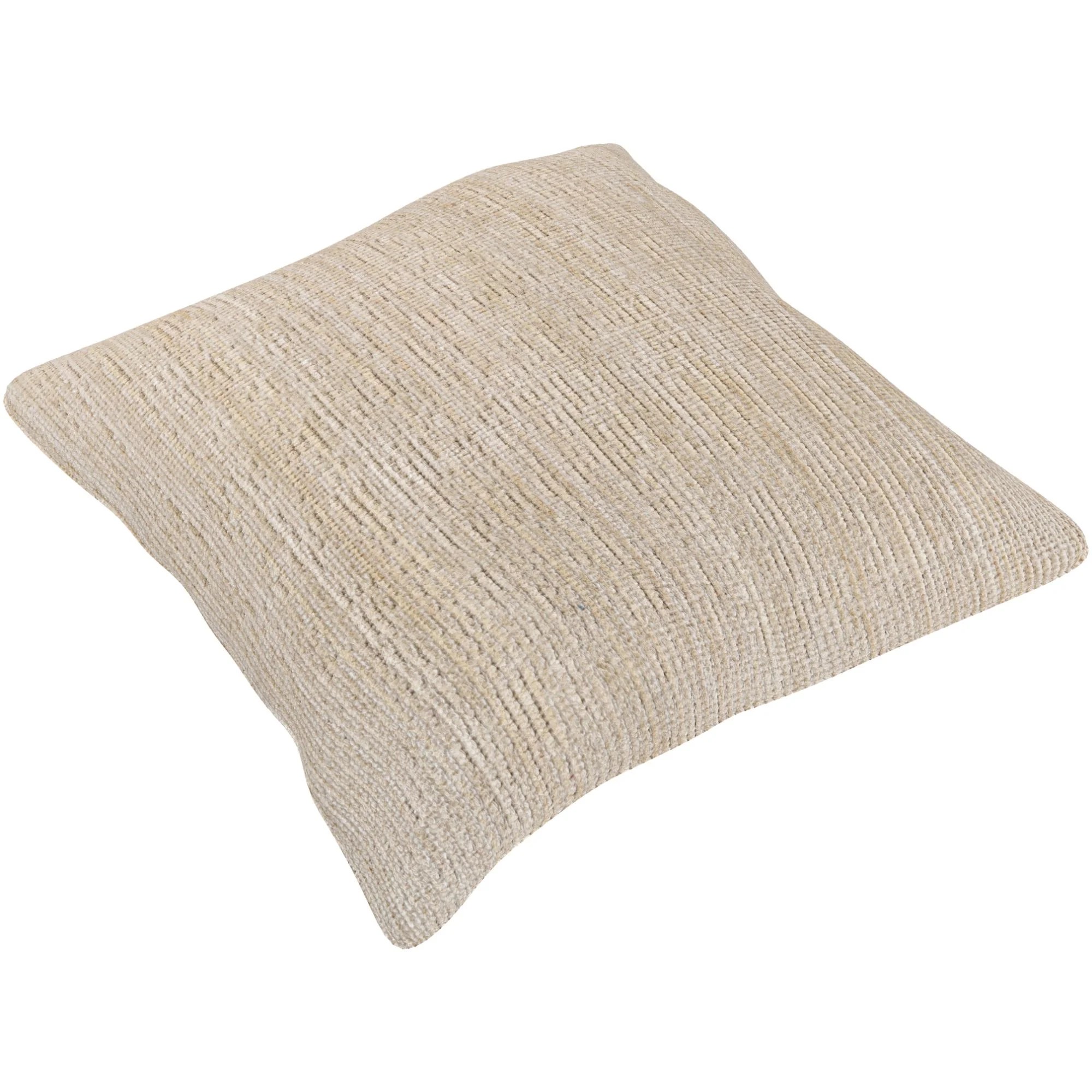 27" Ivory Woven Square Throw Pillow with Knife Edge Poly Filled