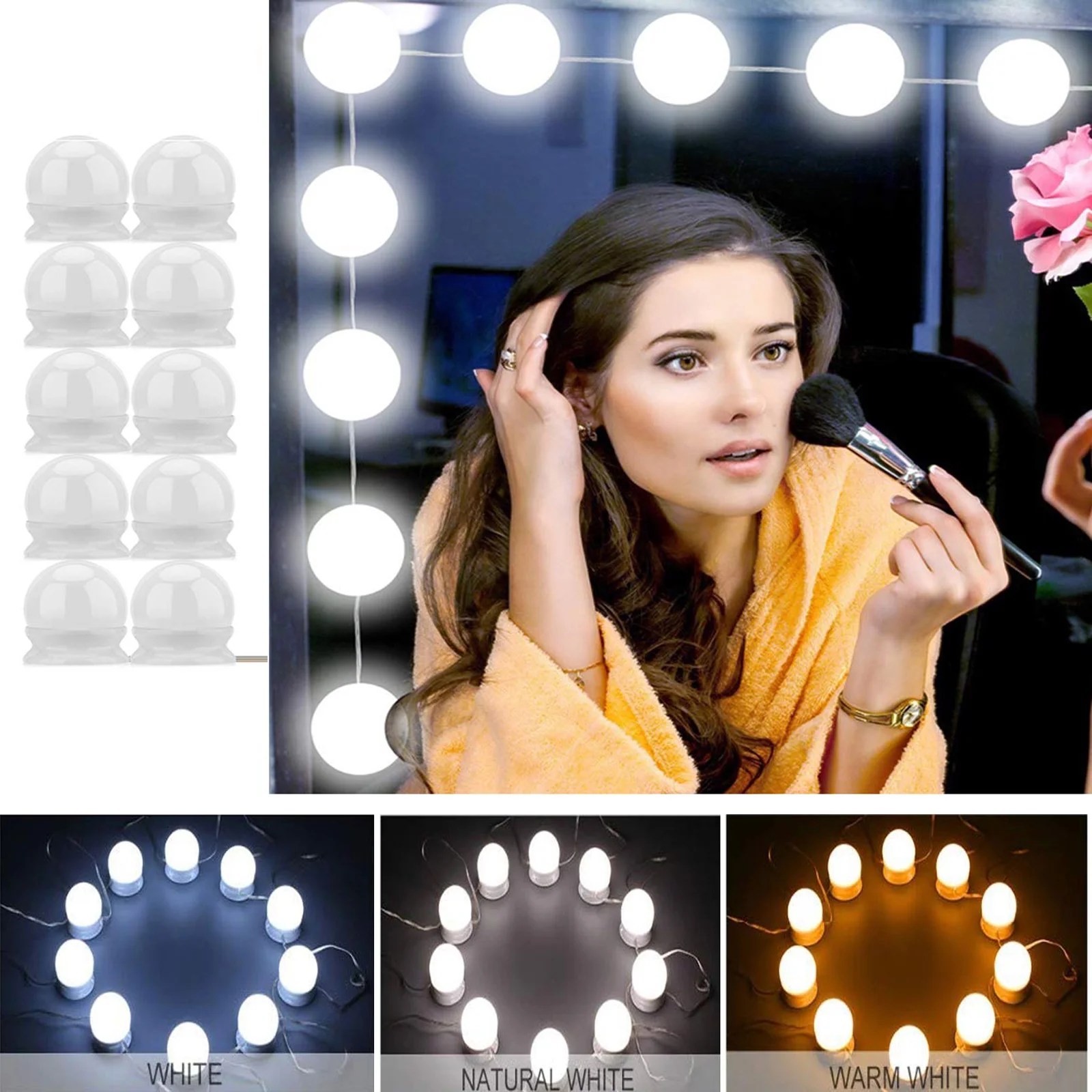 YUNDAP Hollywood Style LED Vanity Mirror Lights Kit with 10 Dimmable