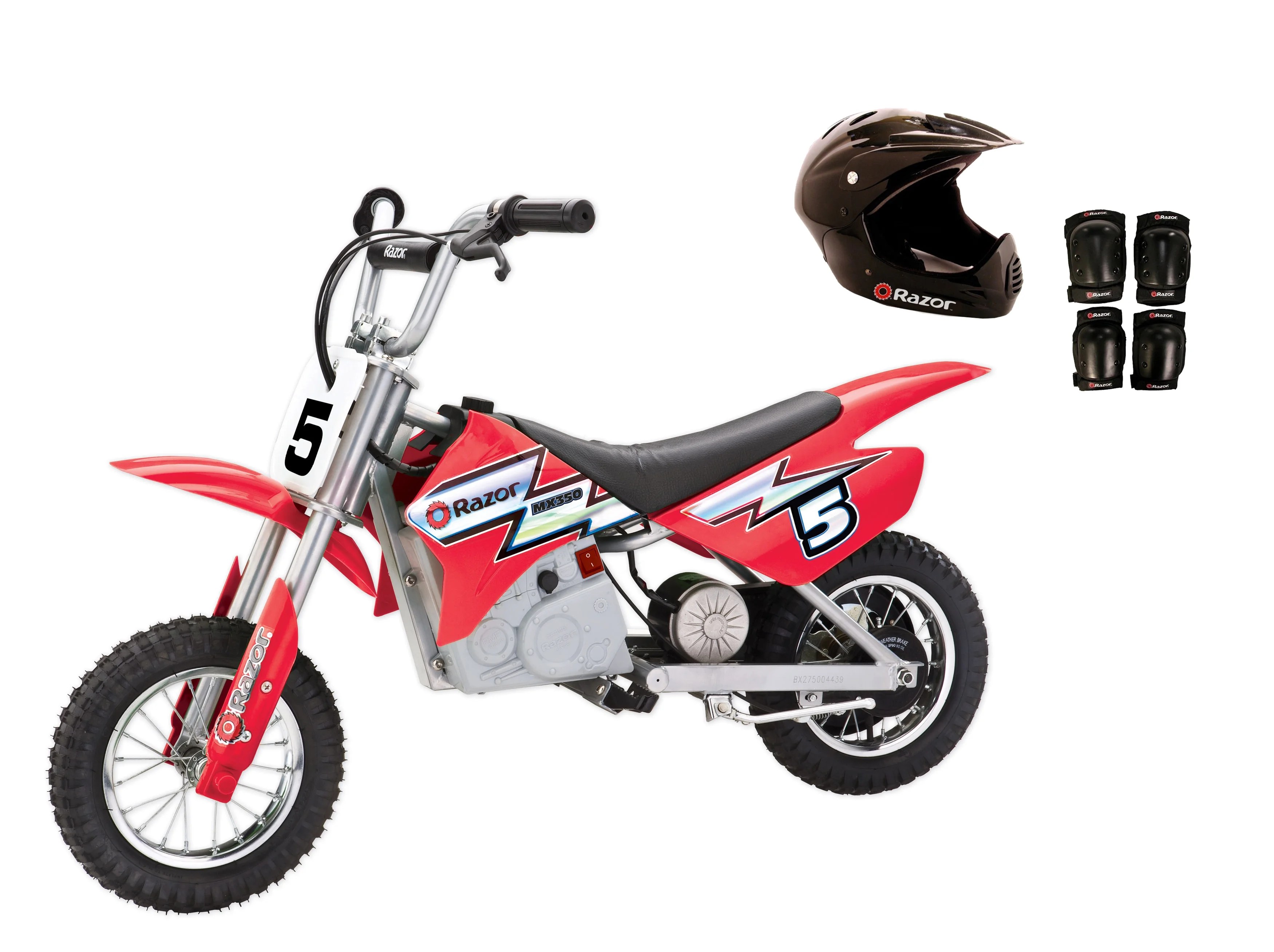 Razor MX350 Dirt Rocket Electric Red Moto Bike w/ Helmet, Elbow & Knee