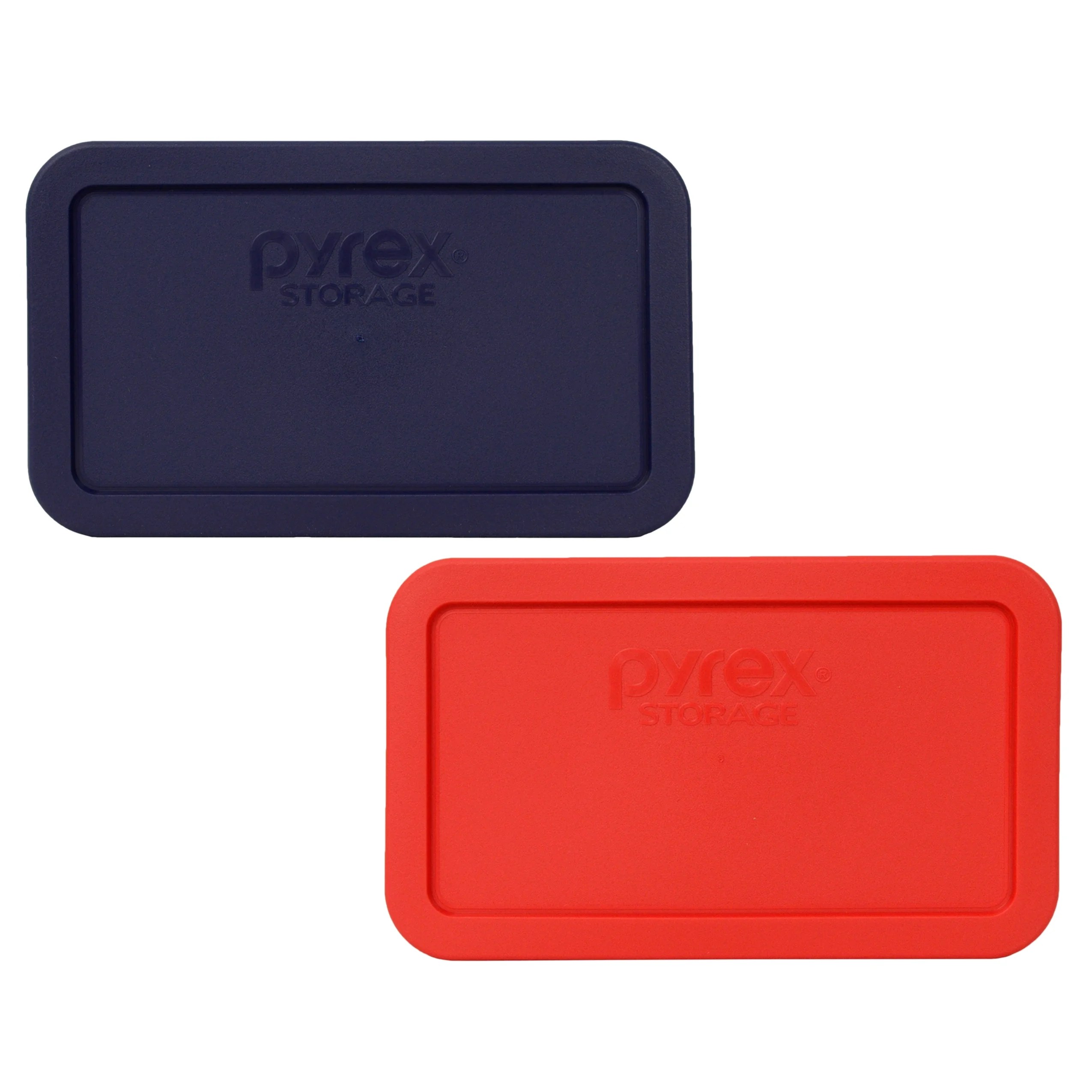 Pyrex 7214PC (1) Dark Blue and (1) Red Rectangle Plastic Food Storage
