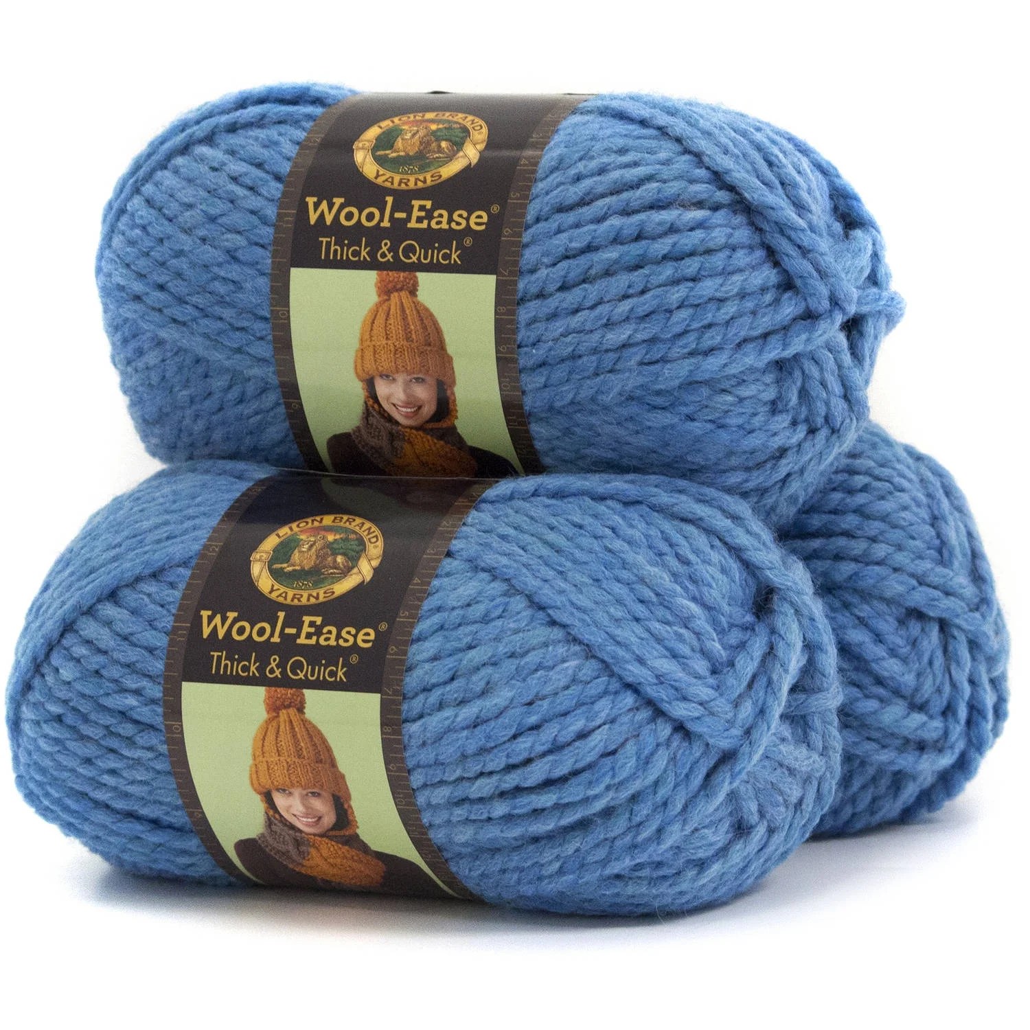 Lion Brand Wool Ease Thick and Quick Yarn, Wool/Acrylic Blend, Pack of 3