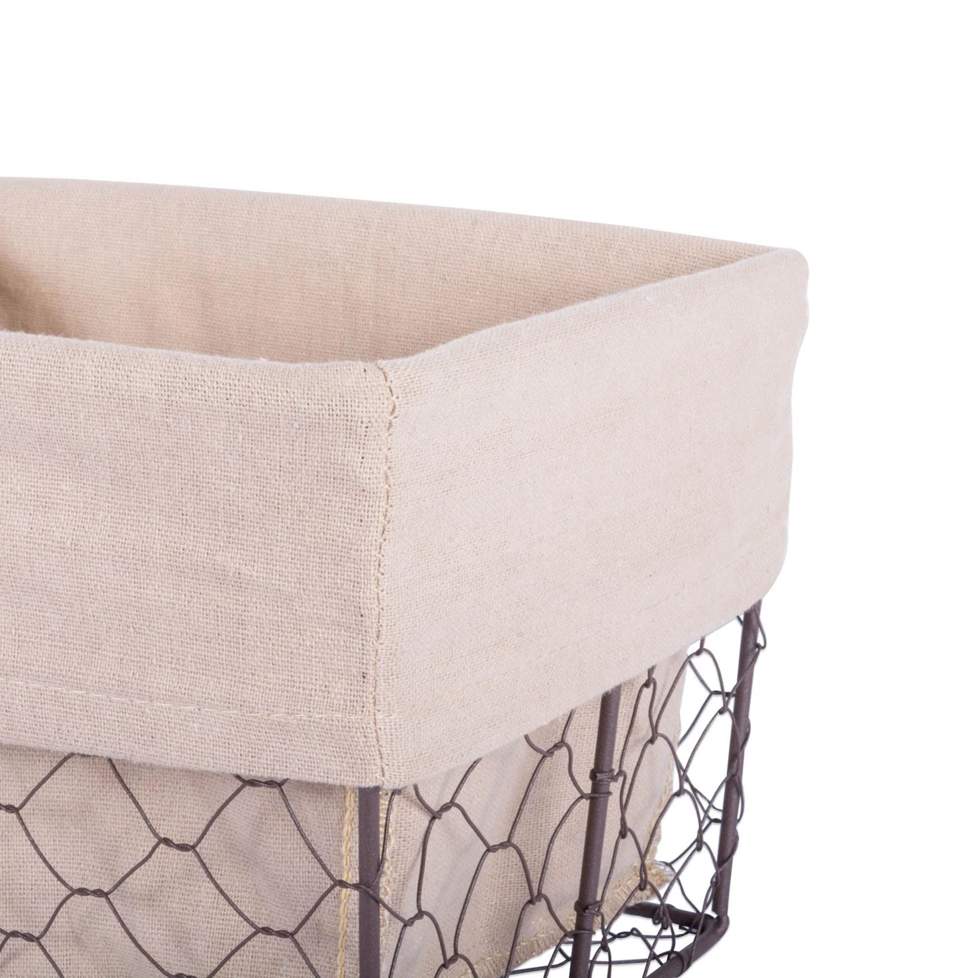 DII Vintage Chicken Wire Basket Removable Fabric Liner, Set of 2, Natural