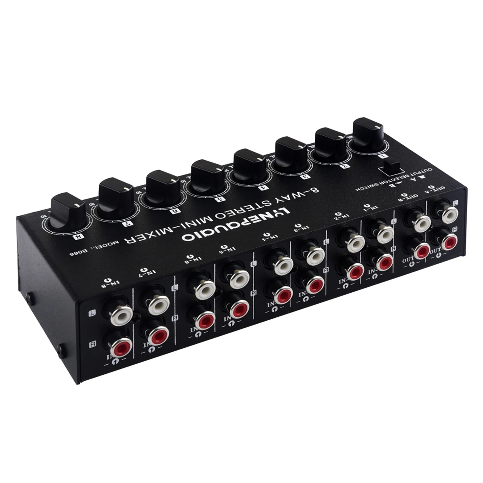 LYNEPAUAIO B066 Mini Stereo 8 Channel Passive Mixer RCA Portable Audio