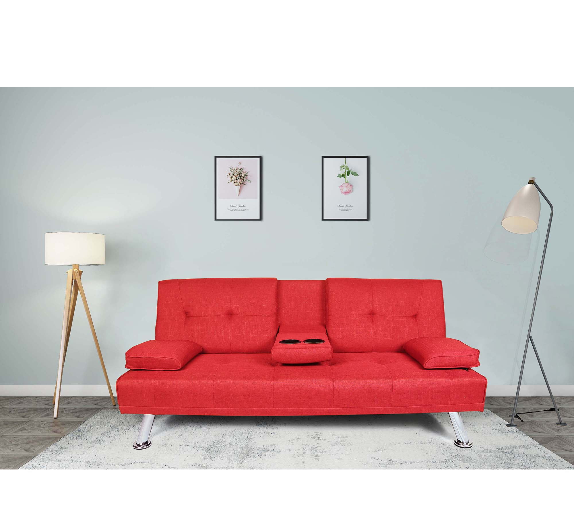 Futon Couch Bed, URHOMEPRO Modern Fabric Upholstery Convertible Sofa